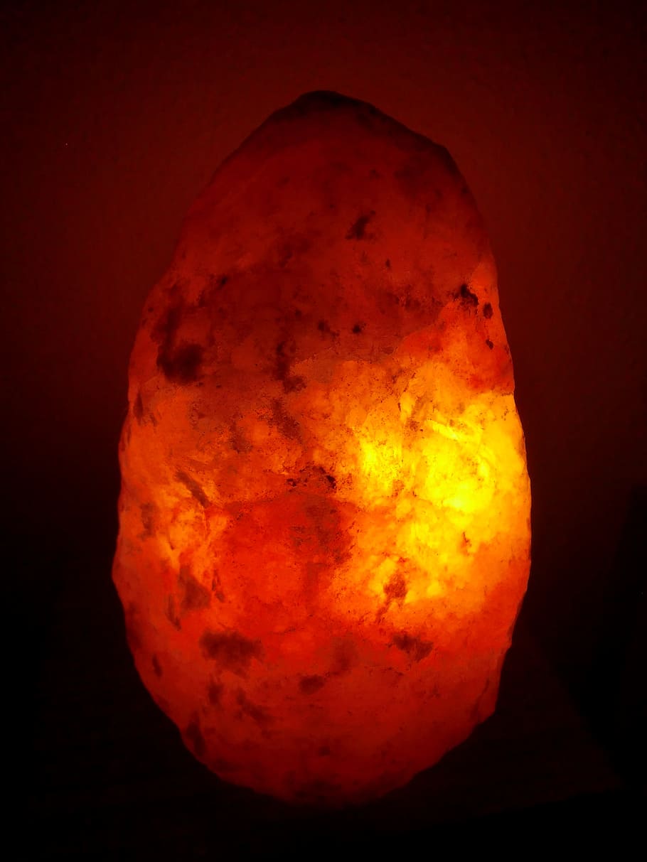 HD wallpaper: salt crystal lamp, light, orange, cozy, glow