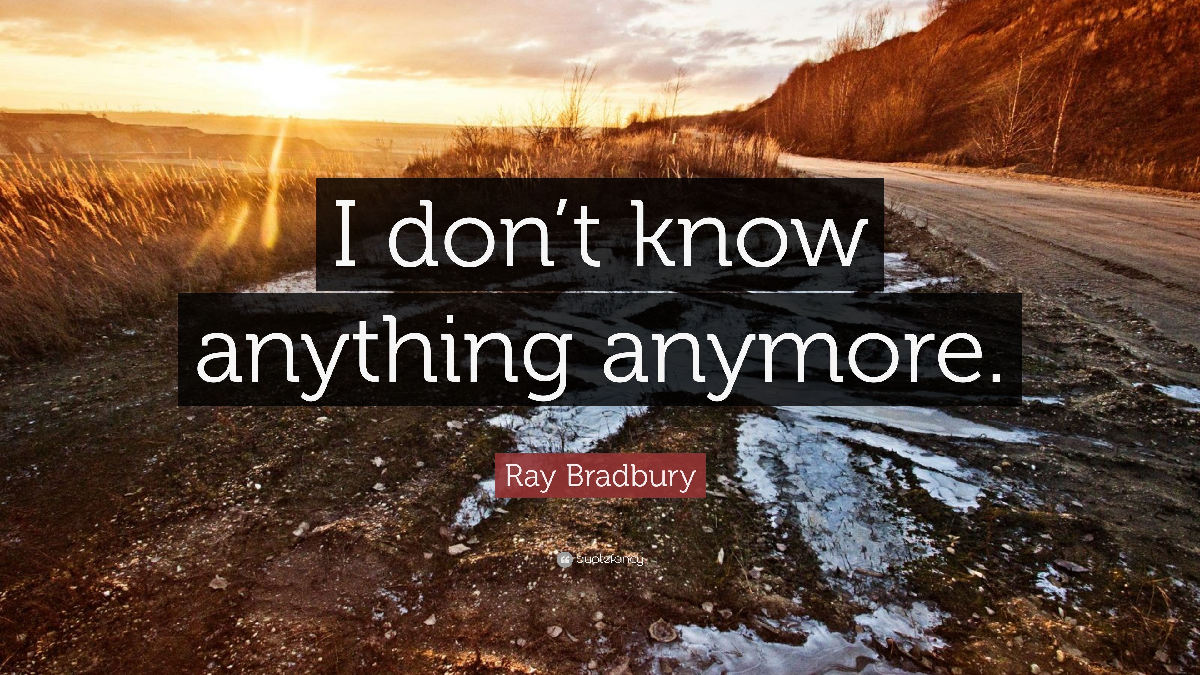Ray Bradbury Quote: “I don't know anything anymore.” 10