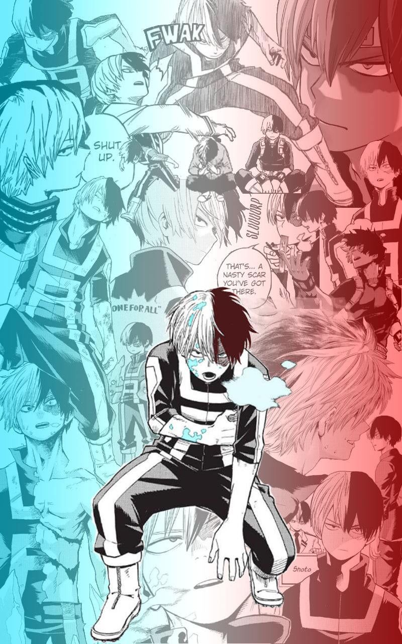Todoroki Shouto Manga Collage Wallpaper