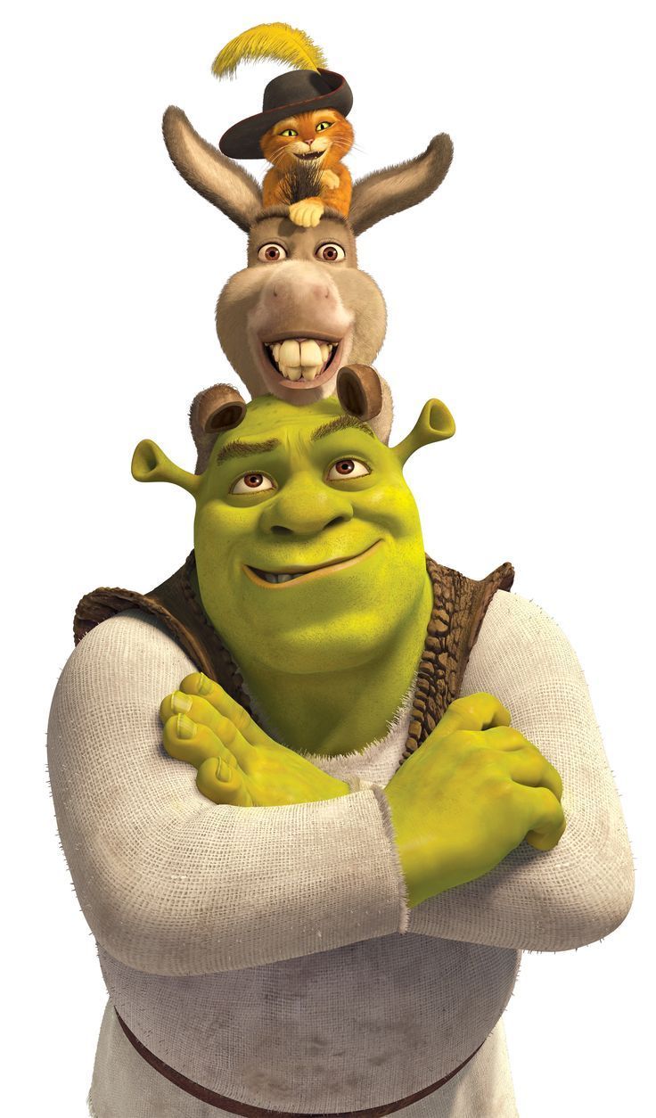 Cat, Donkey and Shrek. Shrek, Shrek memes, Shrek the musical cast
