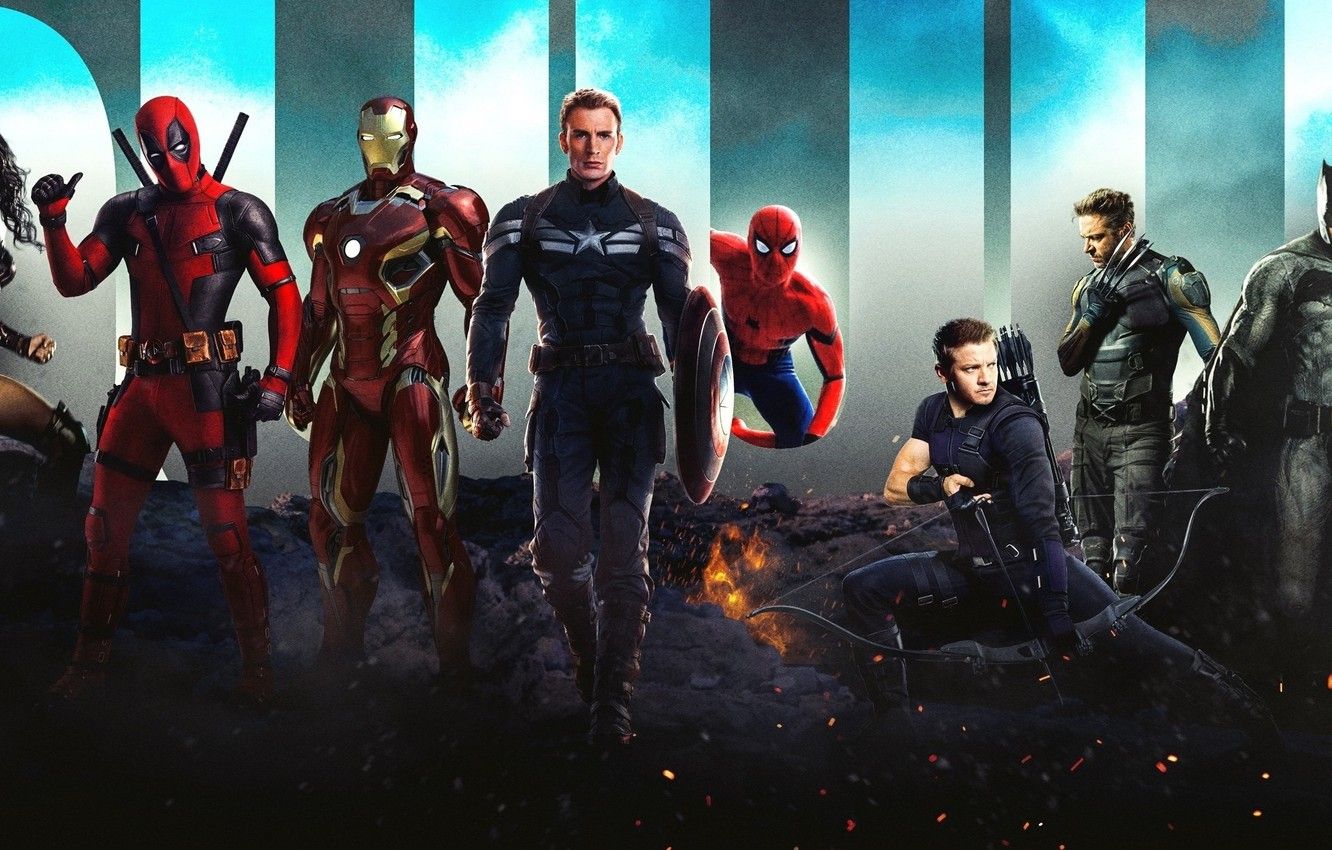 Wallpaper Batman, Iron Man, Deadpool, Spider Man, Superheroes