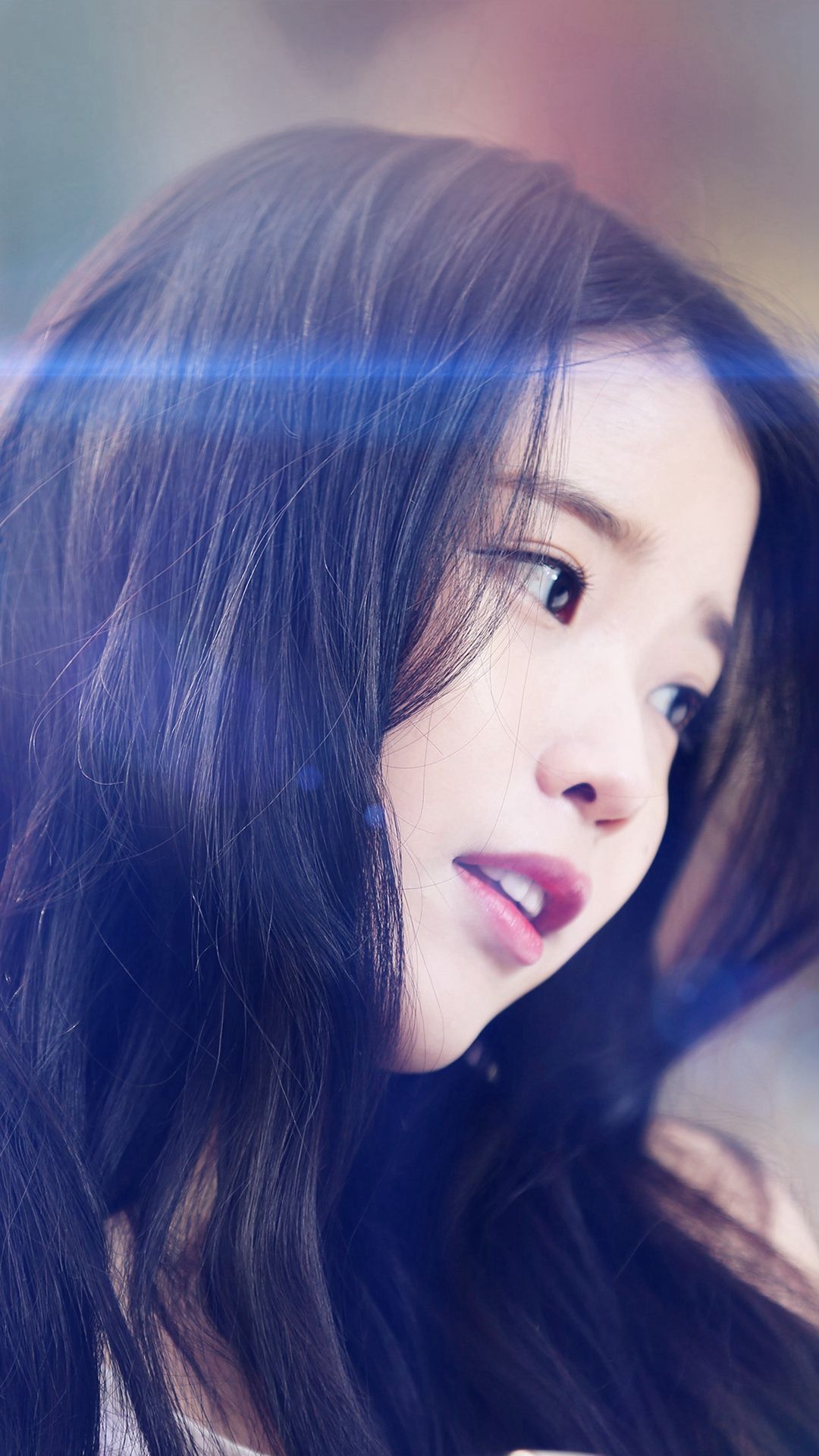 IU Kpop Beauty Girl Singer Blue Flare iPhone 8 Wallpaper. Beauty