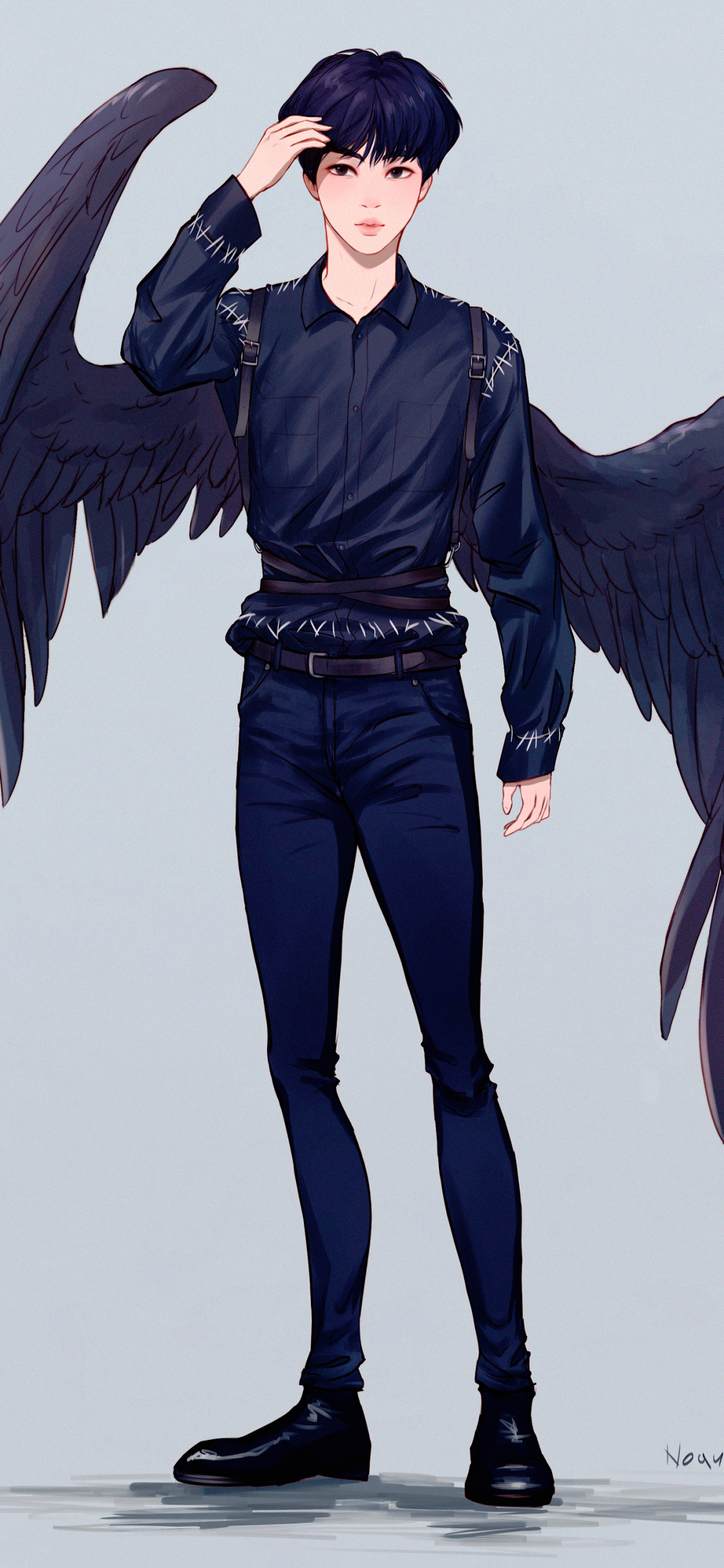 Download 1125x2436 Bts, Kim Seok Jin, Wings, Anime Style, Korean