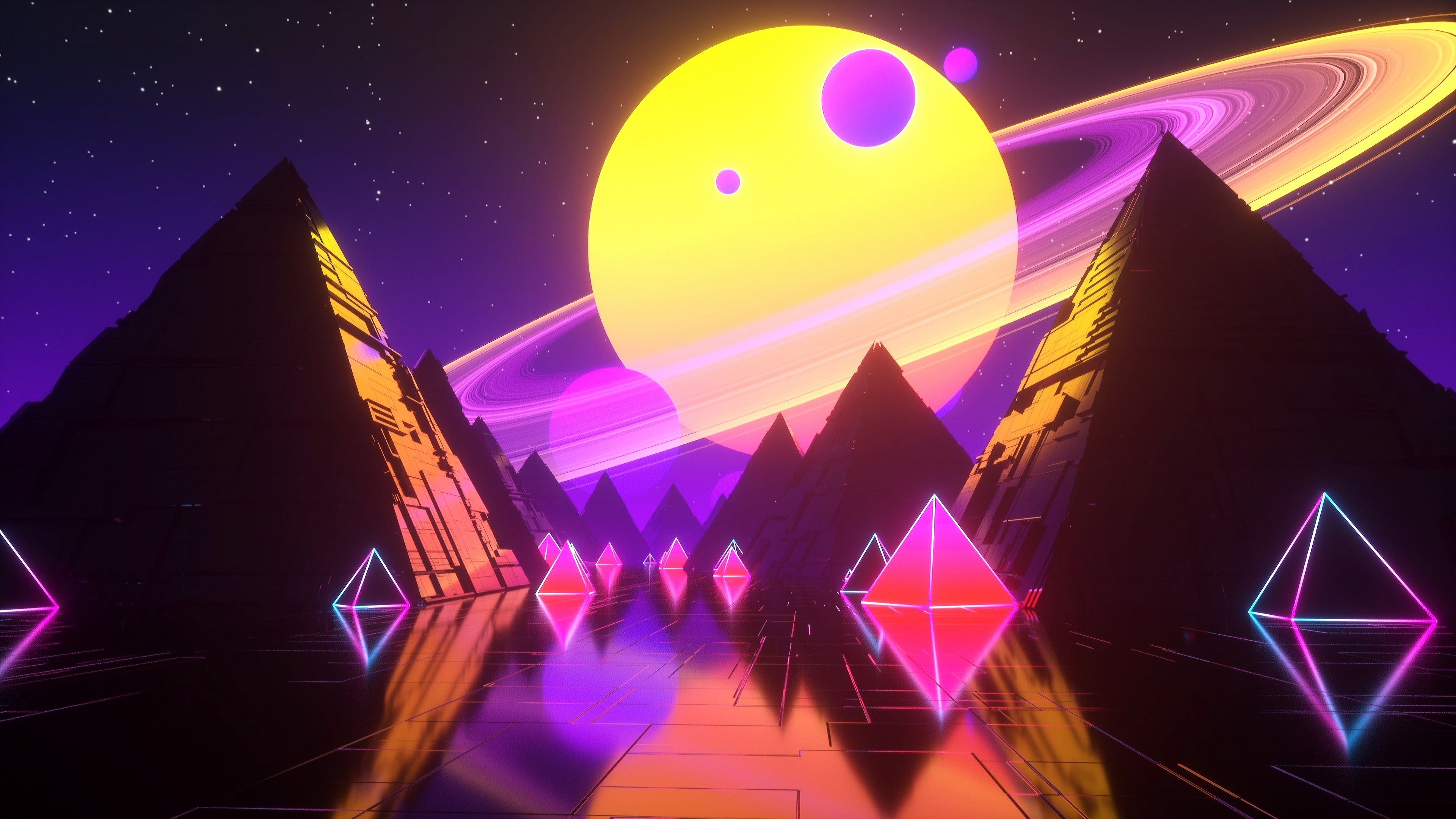 Music #Stars #Planet #Space #Pyramid #Pyramid #Background #Neon #Synth #Retrowave #Synthwave New Retro. New retro wave, Papel de parede retro, Papel de parede pc