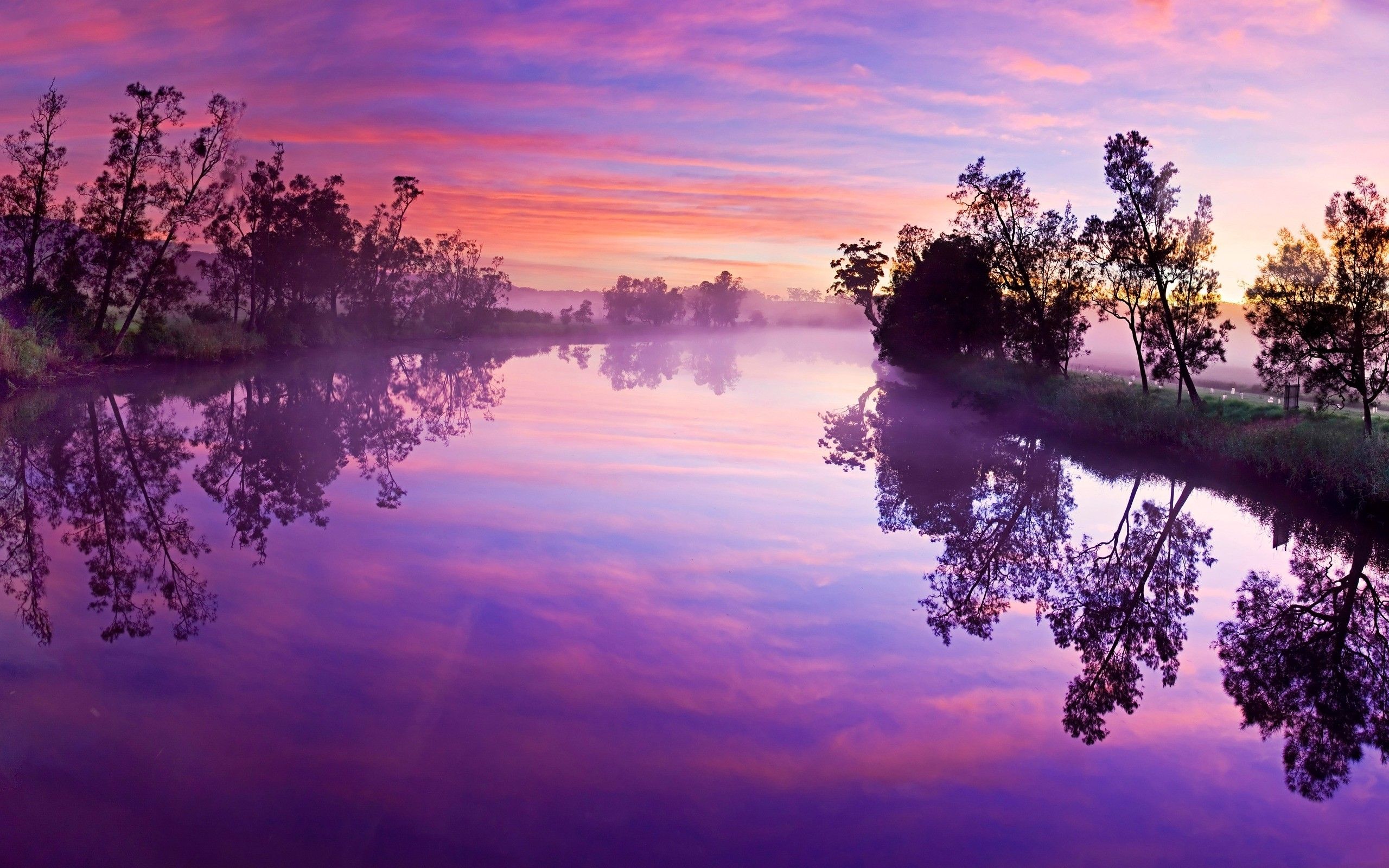Purple Sky River Trees Reflect wallpaper. Purple Sky River Trees Reflect