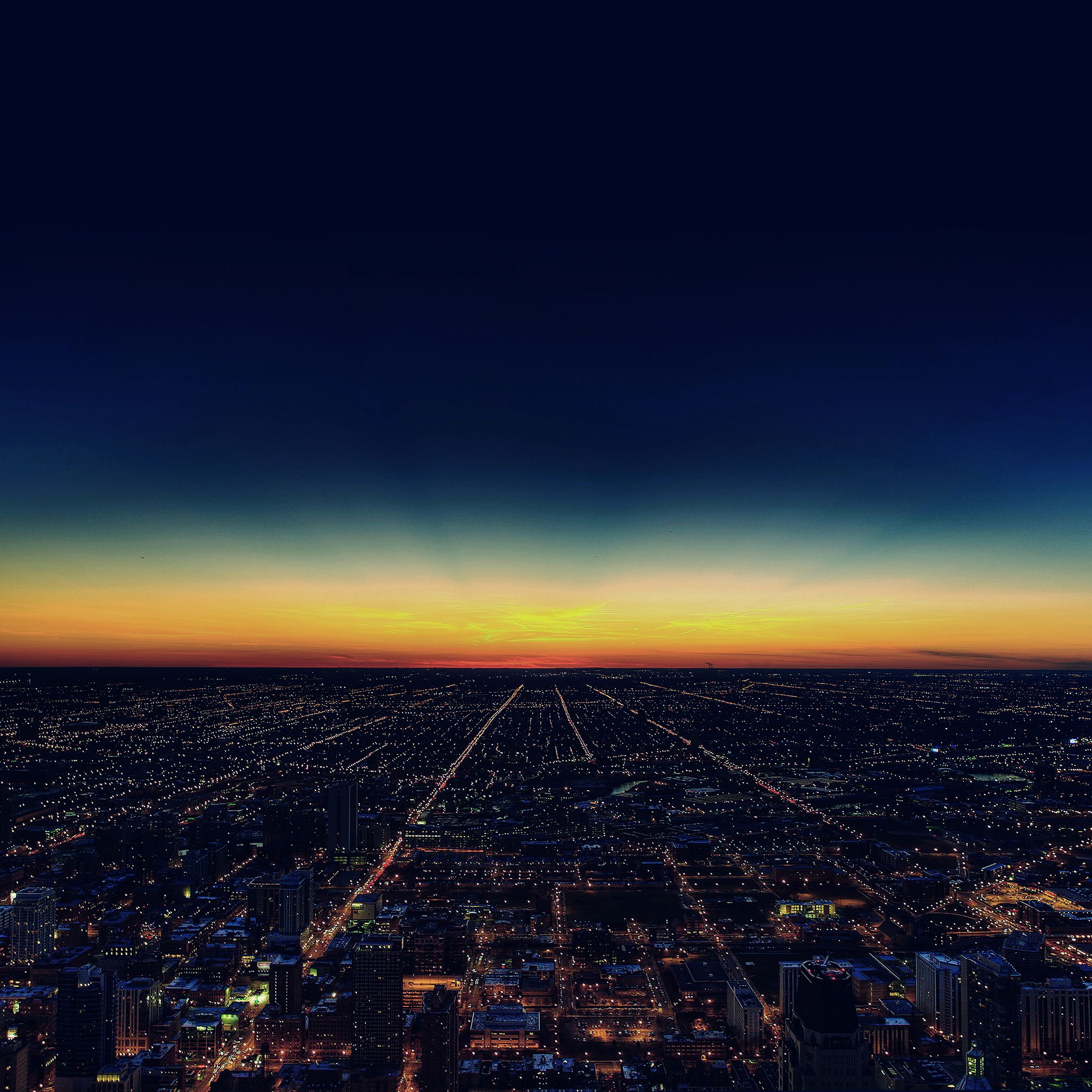 Night Sky Flying Blue Sunset City Wallpaper