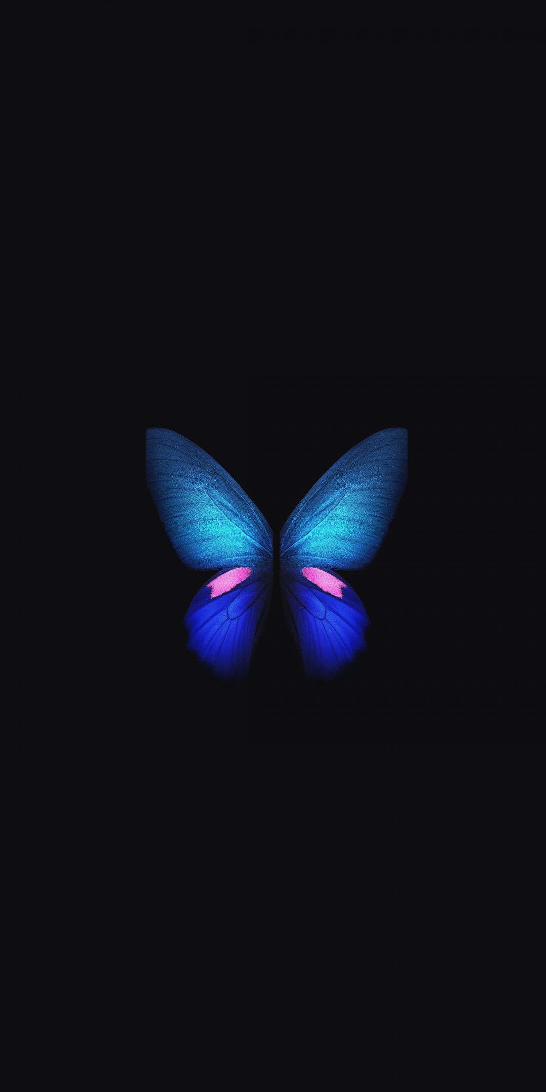 Samsung Galaxy Fold, Blue butterfly, minimal, art, 1080x2160