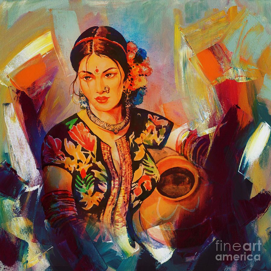 Indian Village Woman Painting. Explore