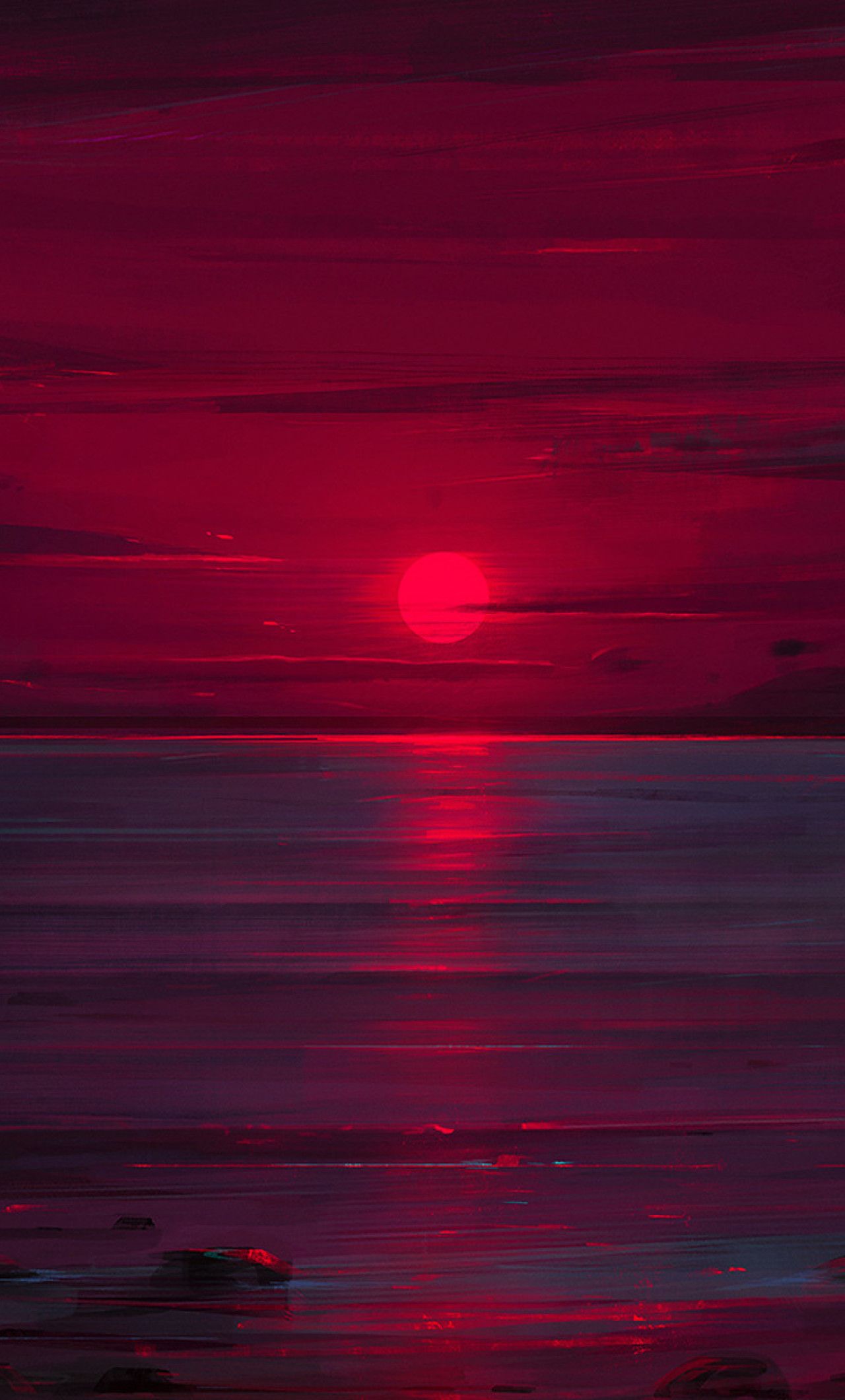 1280x2120 Sunset Neon Ocean iPhone 6+ HD 4k Wallpapers, Image