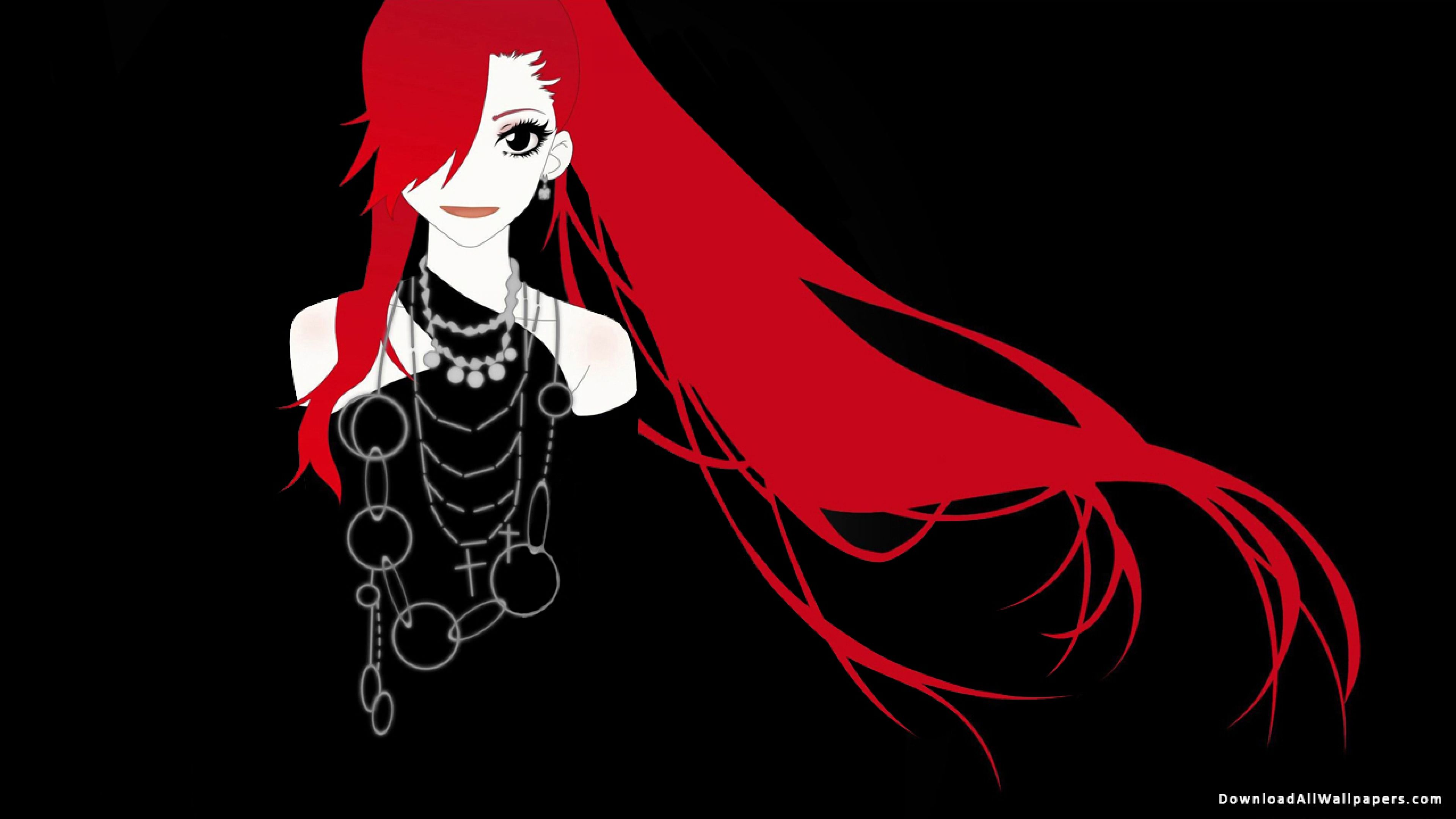Red Hair Anime Girl, Red Hair, Long Hair, Anime Girl, Anime, Black