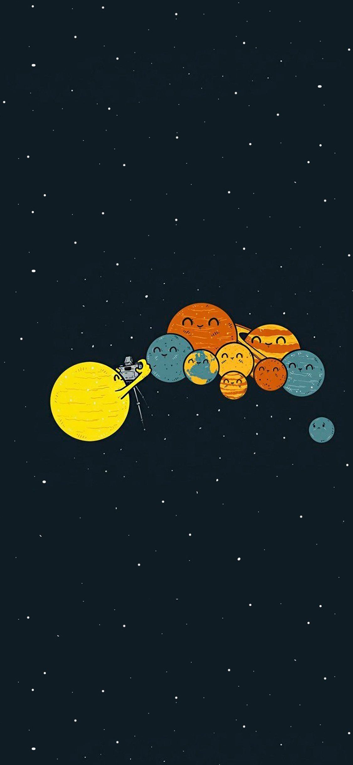 Planets Cute Illustration Space Art Wallpaper
