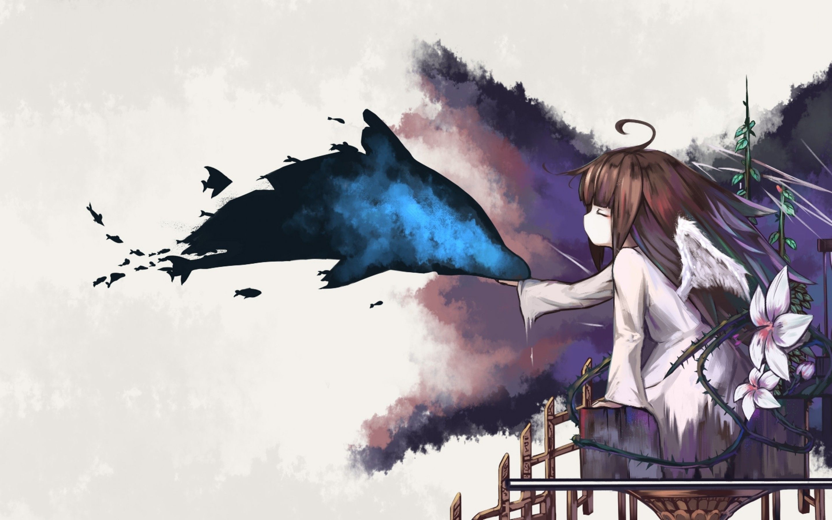 Download 2880x1800 Deemo, Wings, Artistic, Anime Girl, Anime Style
