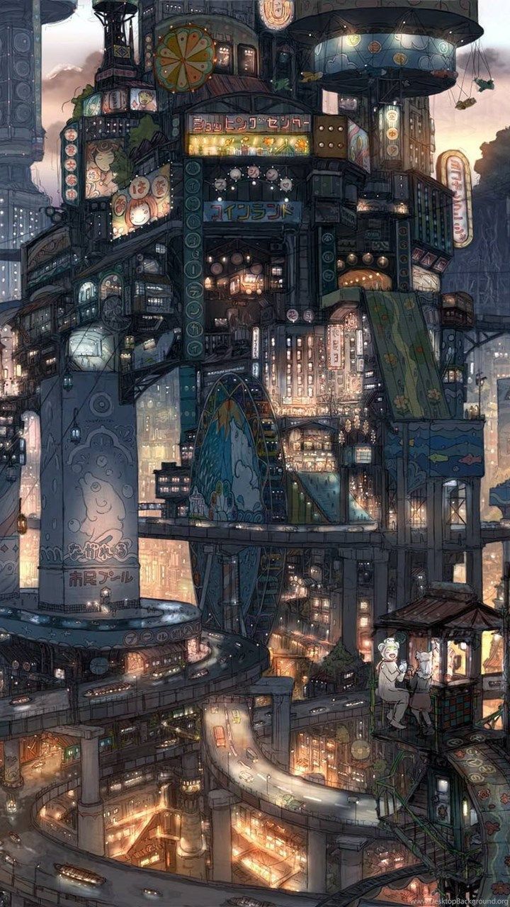 Cityscapes Artwork Anime Style Wallpaper Desktop Background