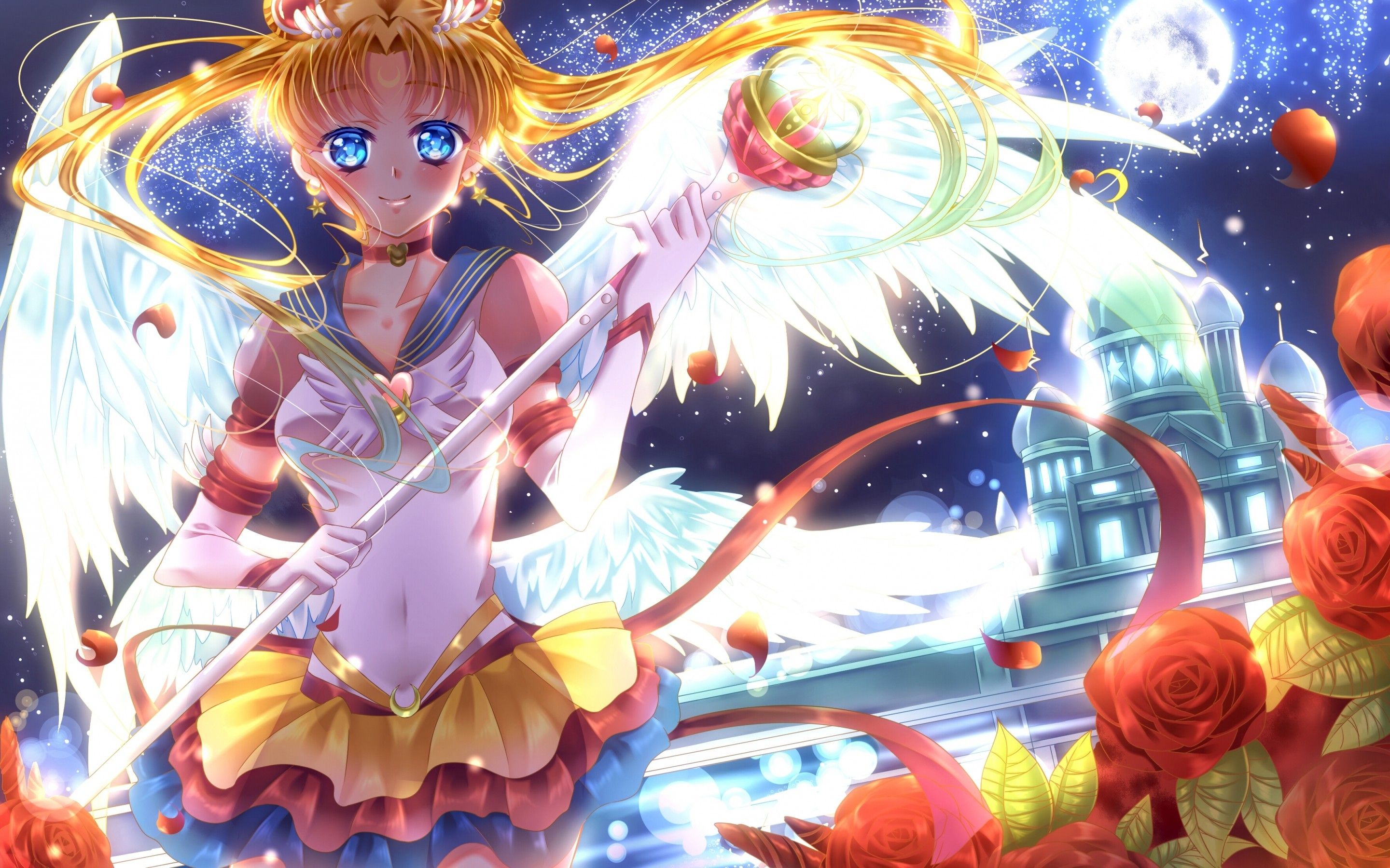 Download 2880x1800 Usagi Tsukino, Sailor Moon, Wings, Staff