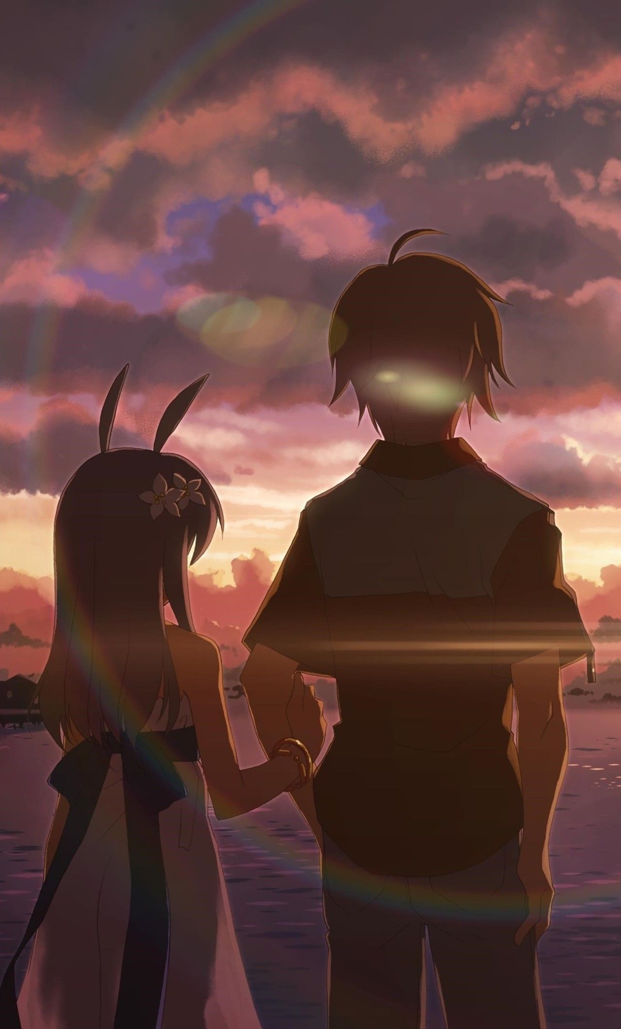 Anime Boy and Girl Alone iPhone HD 4k Wallpaper