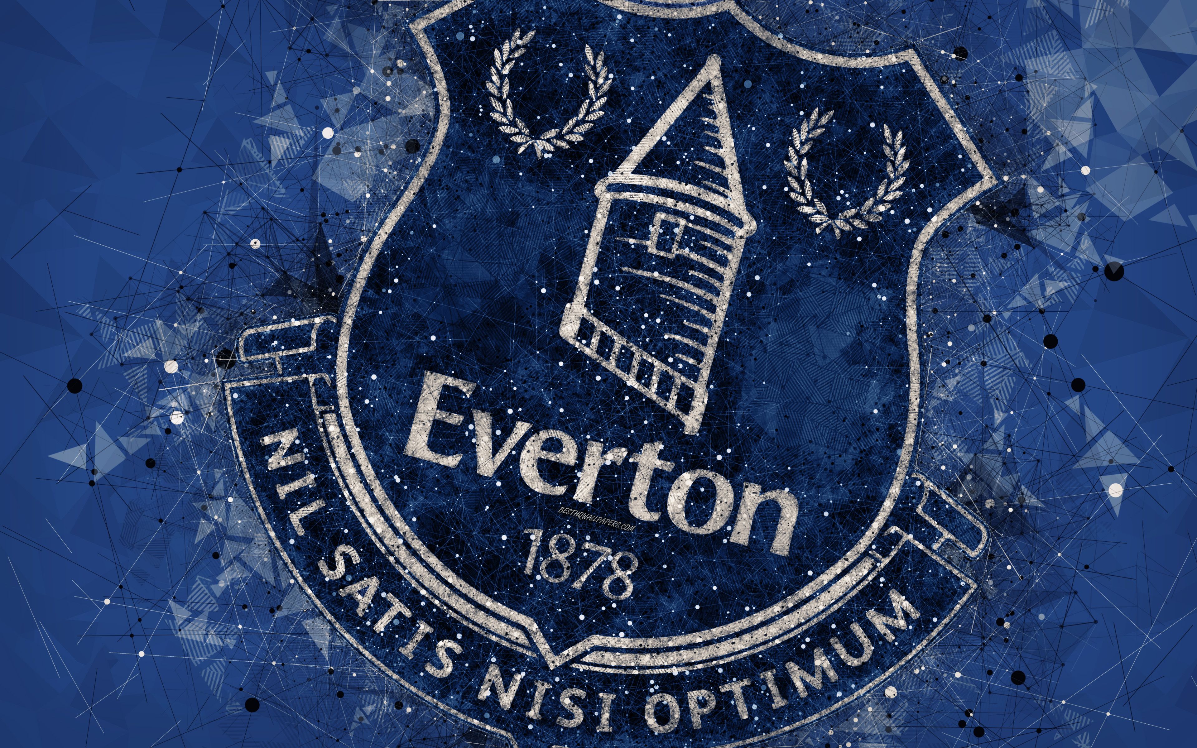 Download wallpaper Everton FC, 4k, logo, geometric art, English