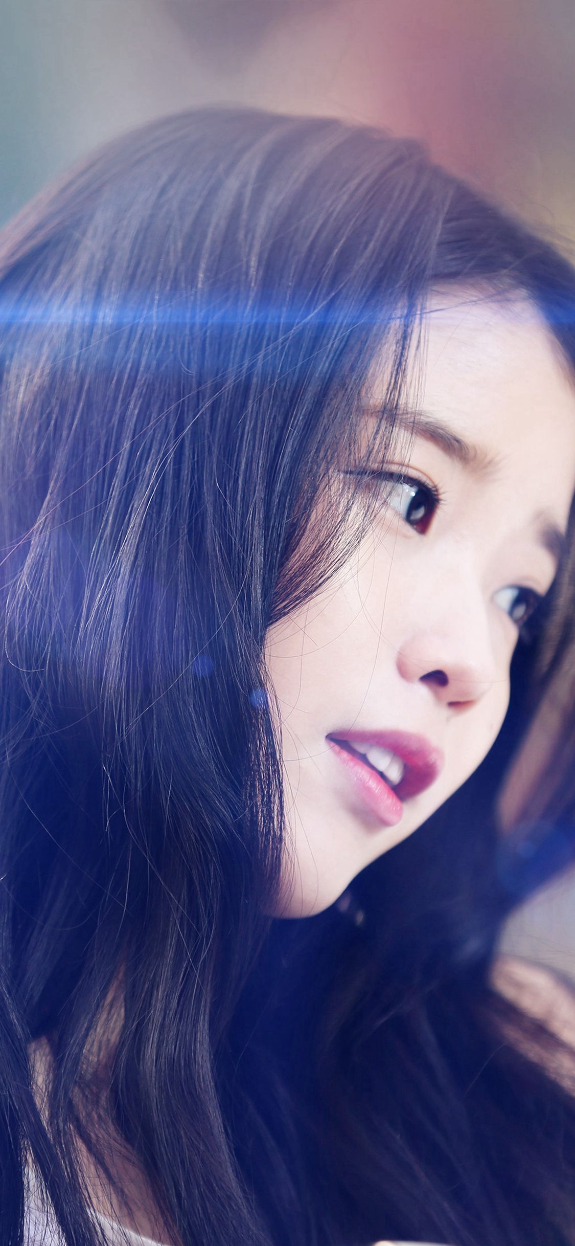 IU Kpop Beauty Girl Singer Blue Flare iPhone X Wallpaper Free
