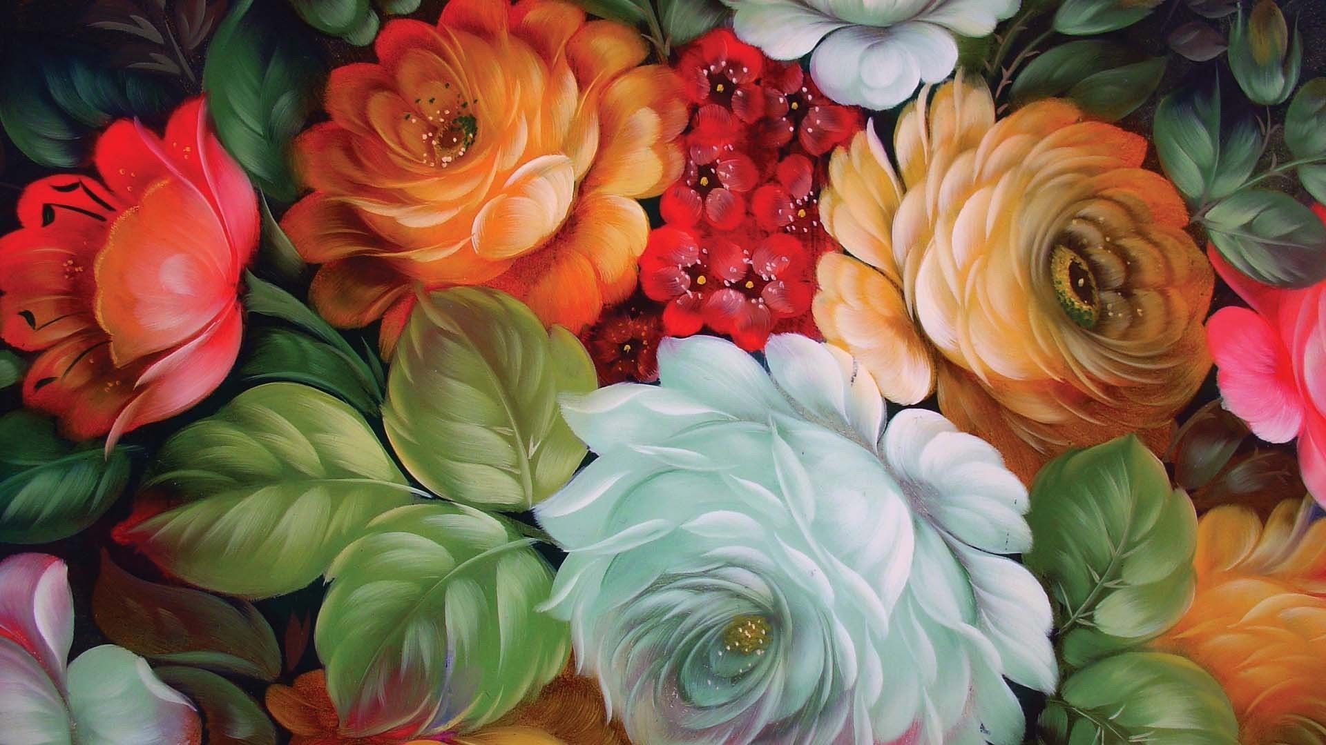 Art paintings flowers bouquet wallpaperx1080