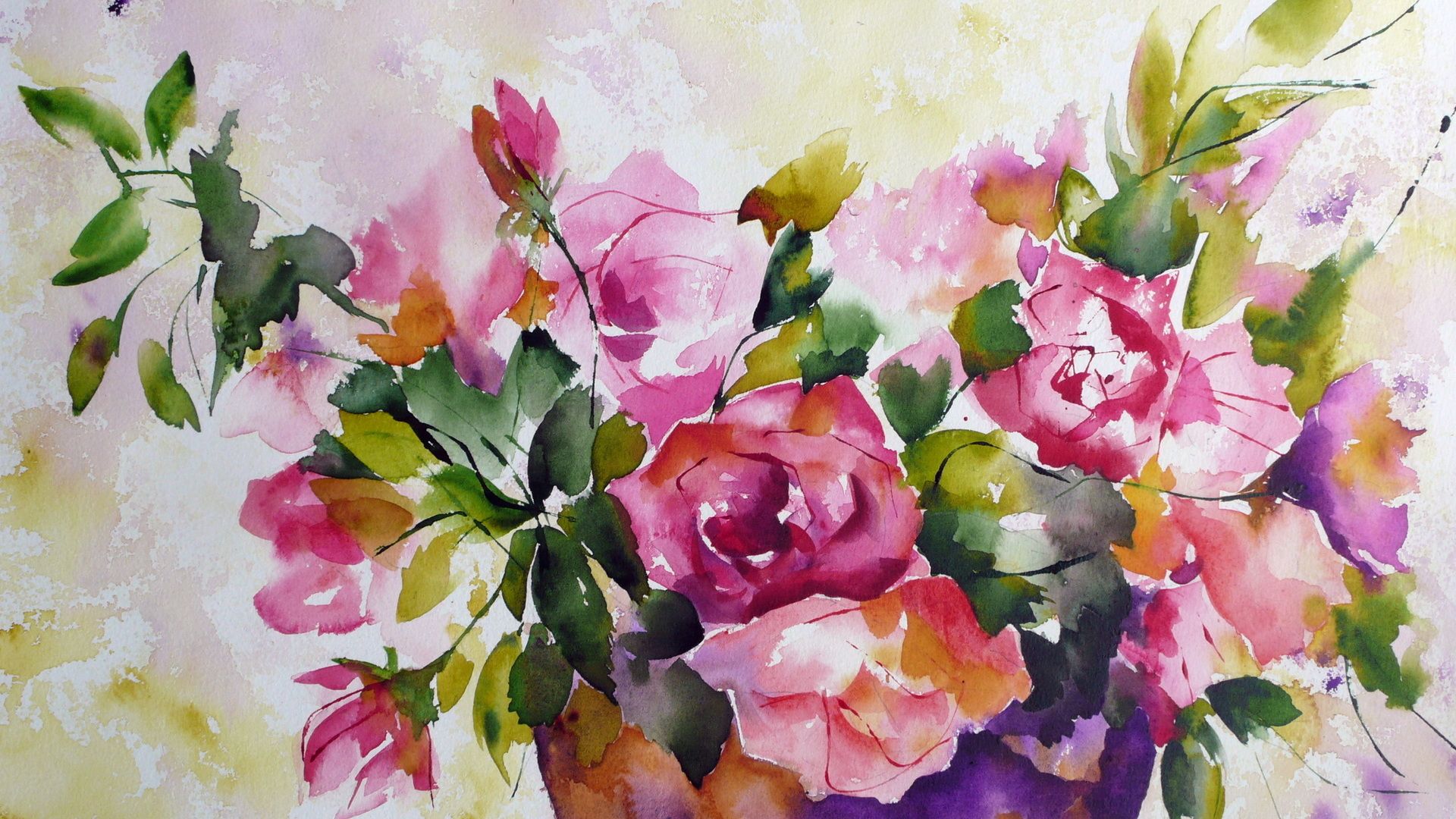 flowers, painting, watercolor desktop wallpaper 104870