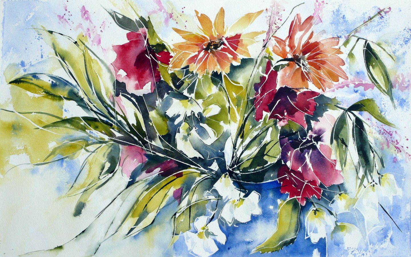 watercolor, flowers, painting desktop wallpaper 3675