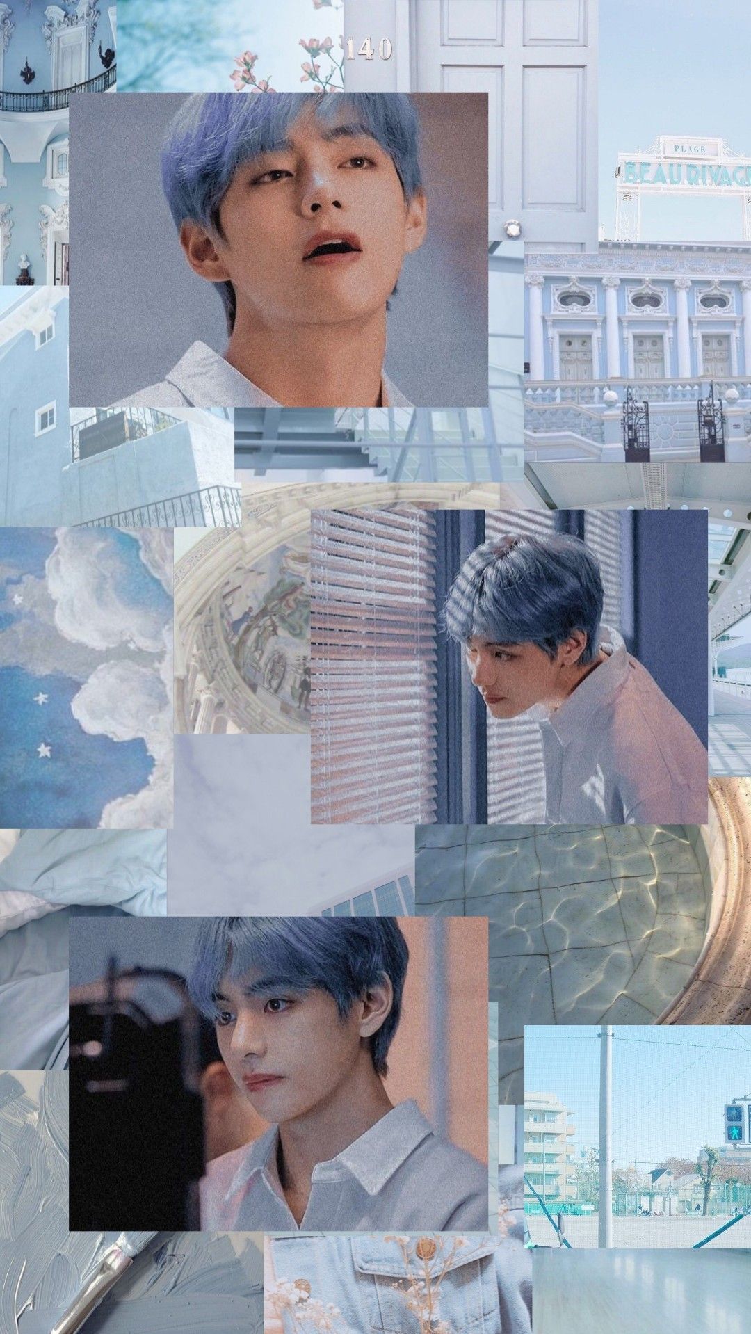 Blue aesthetic wallpaper with Kim Taehyung from BTS di 2020