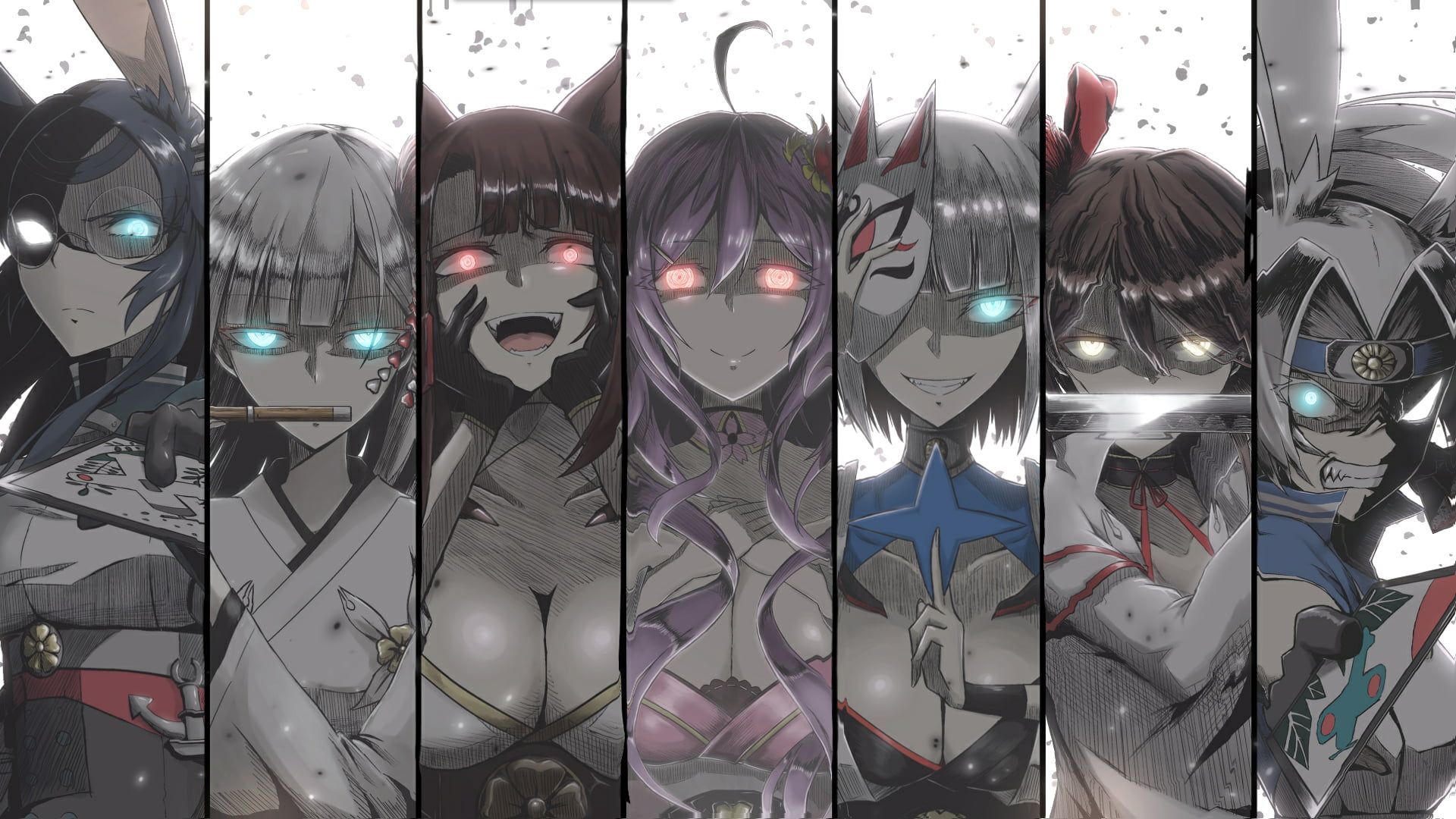 anime comic art anime girls #collage animal ears #eyes glowing eyes #mask Akagi (Azur Lane) Kaga (Azur Lane) zuikaku (. Anime wallpaper, Character wallpaper, Art