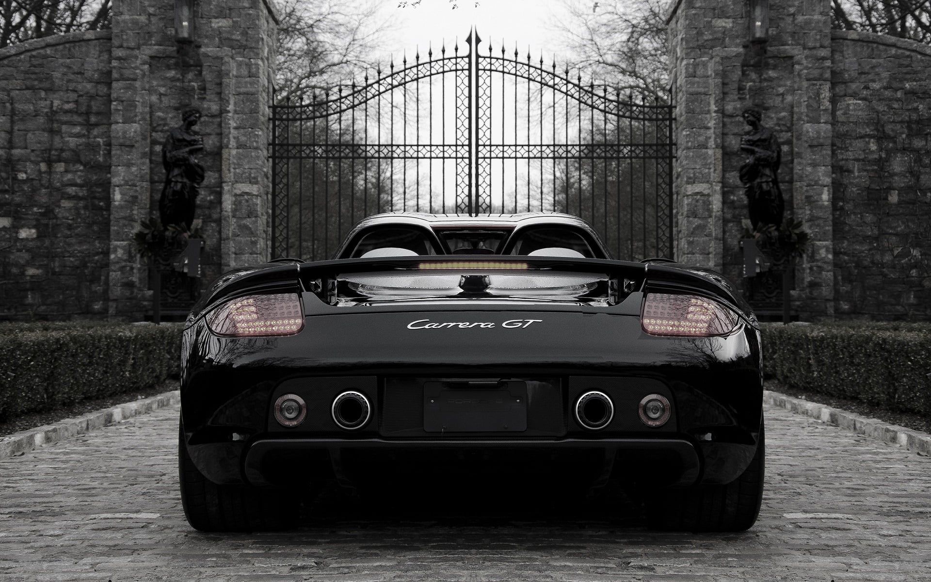 Black convertible car, car, Porsche, Porsche Carrera GT