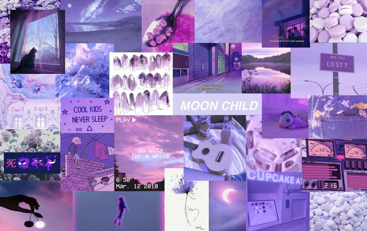Light Purple Aesthetic Collage Wallpaper