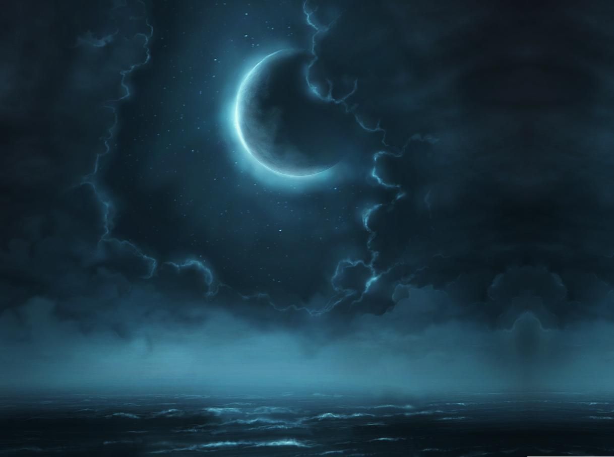 A mystical fantasy. Night sky artwork, Moonlit sky
