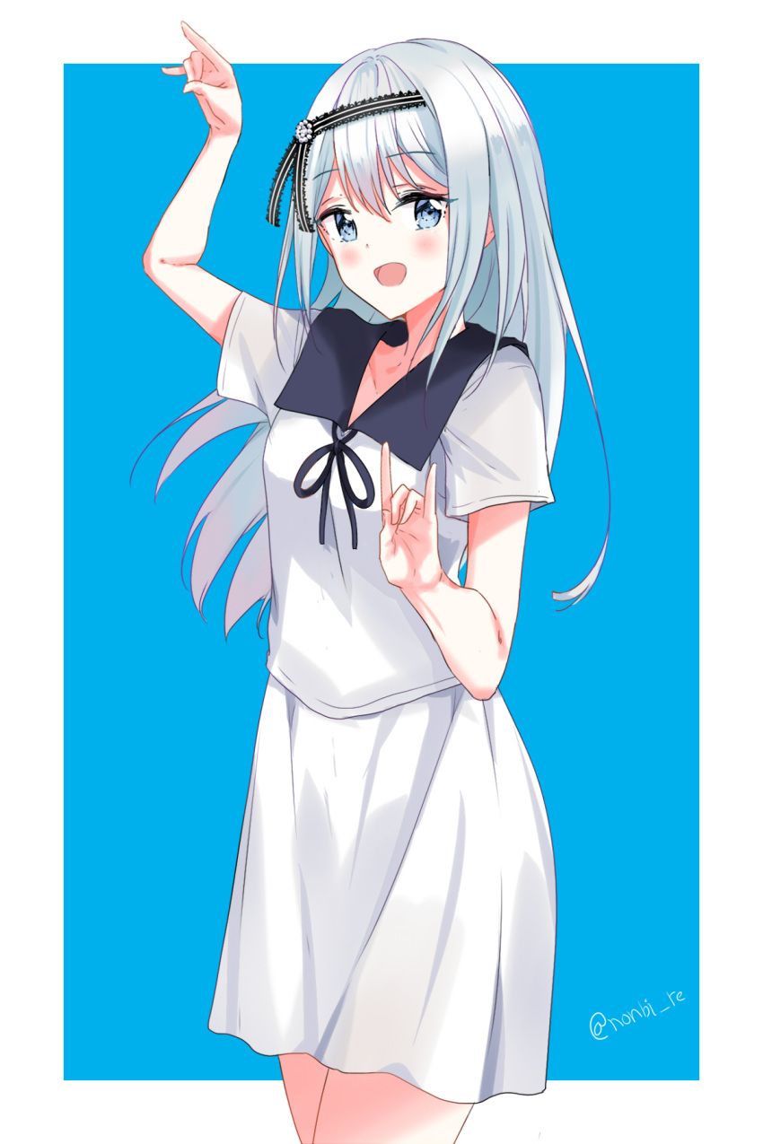 Safebooru arrichee blue eyes blush commentary cowboy shot