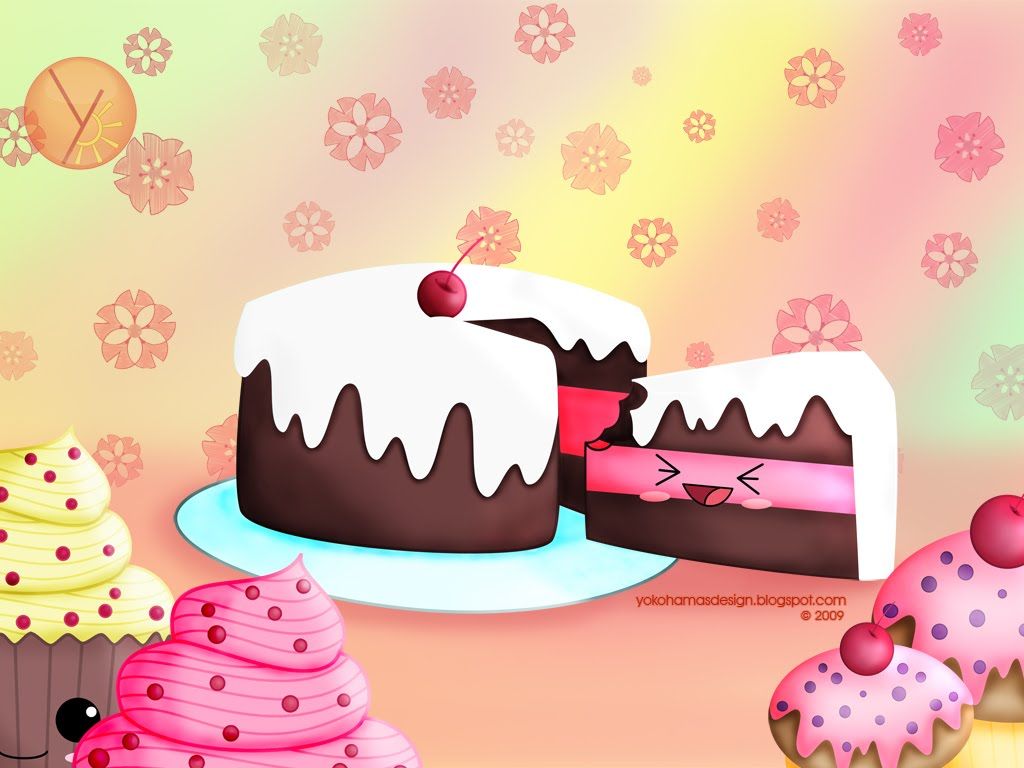 Cute Kawaii Cake Wallpaper By Designer .itl.cat