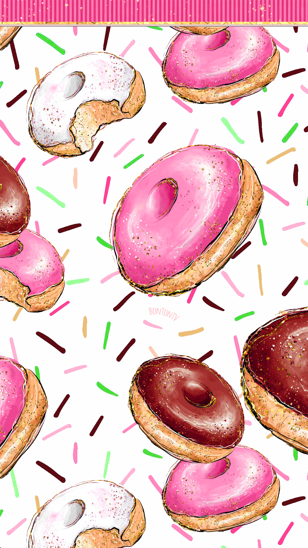 Phone Wallpaper HD Cute Glitter Hot Pink and Colorful doughnuts