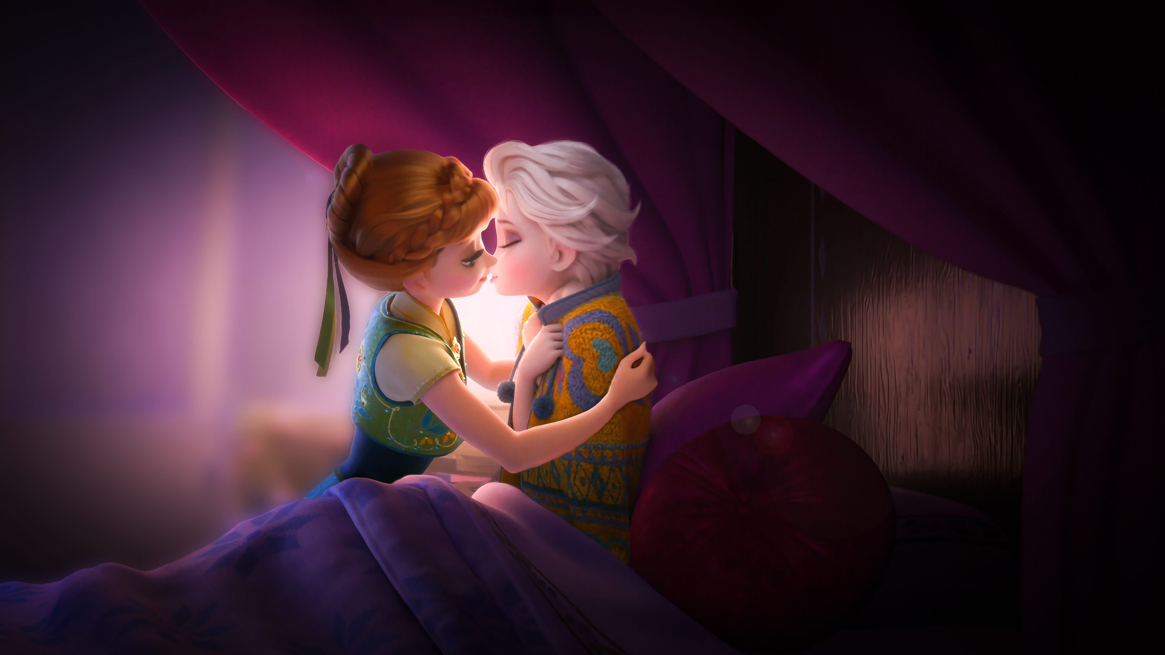 Anna and Elsa поцелуй