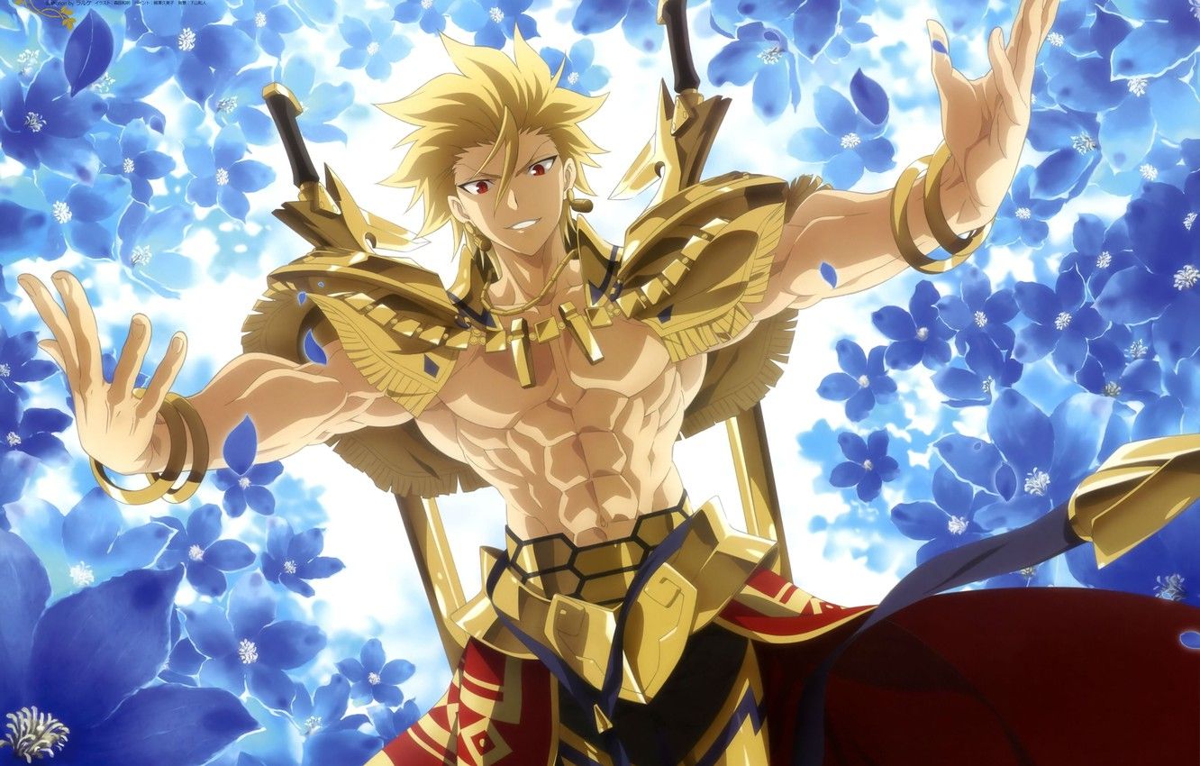Wallpaper gold, Fate Stay Night, armor, anime, Gilgamesh, warrior
