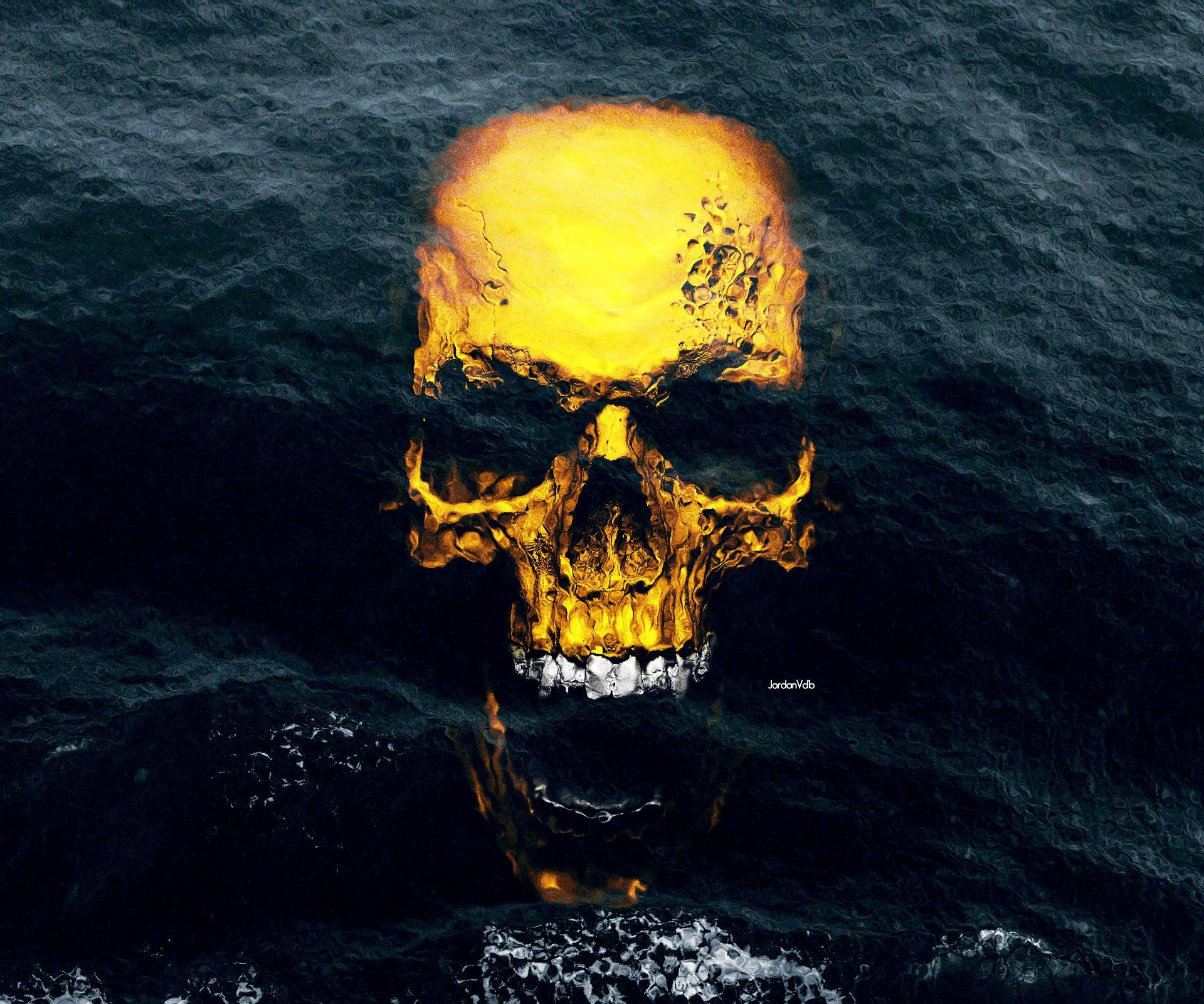 Gold, pacific ocean, skull wallpaper