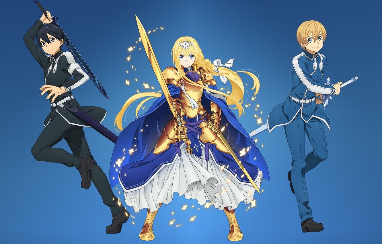 Wallpaper kawaii, girl, sword, gold, armor, anime, beautiful