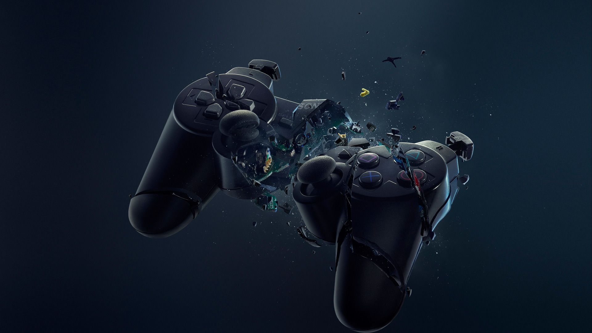 technology, Anime, Joystick, Simple Background, Simple, Video Games, PlayStation, Digital Art, Controllers, Broken Wallpaper HD / Desktop and Mobile Background