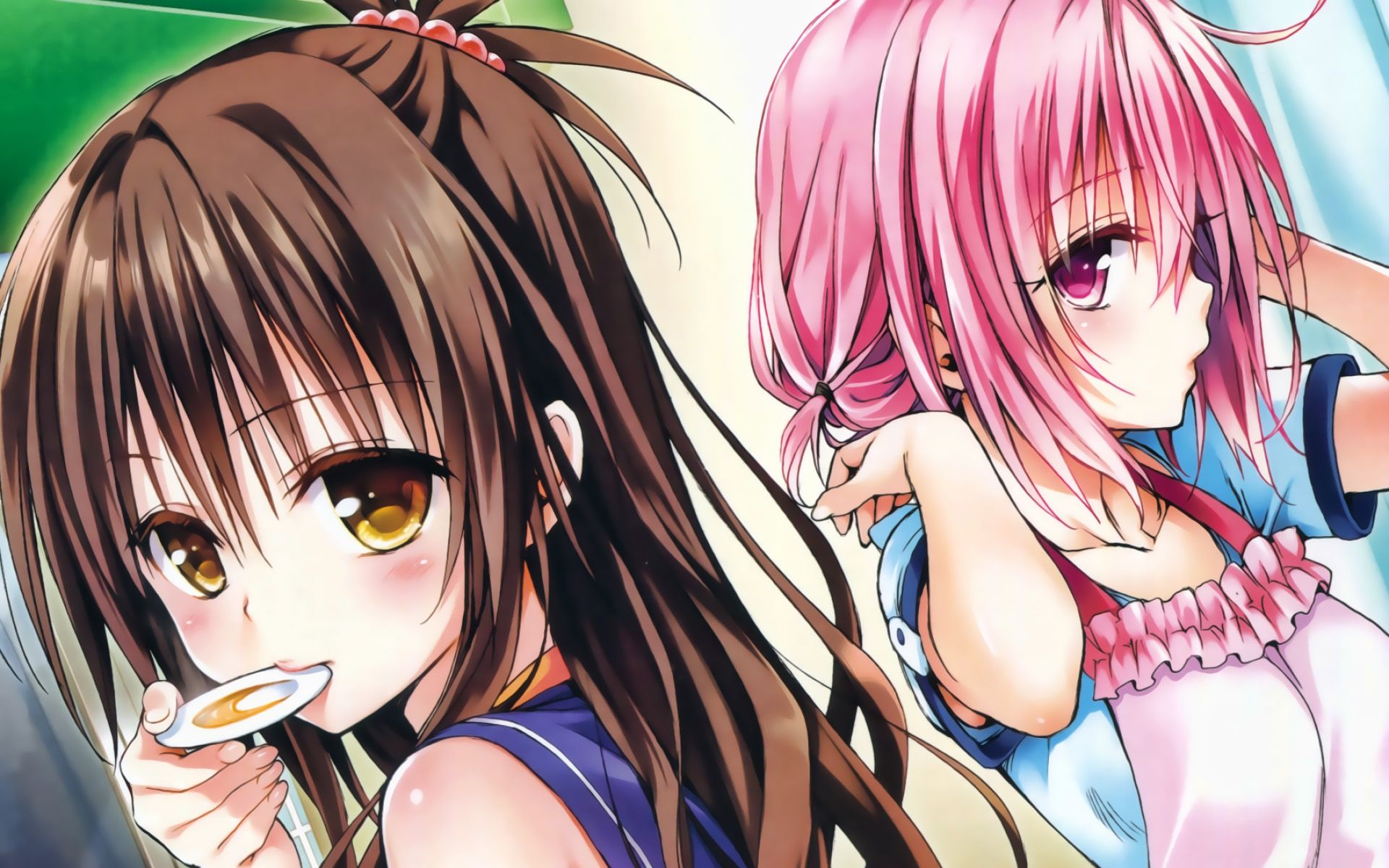 Download wallpaper Mikan Yuuki, Momo Velia Deviluke, manga, To