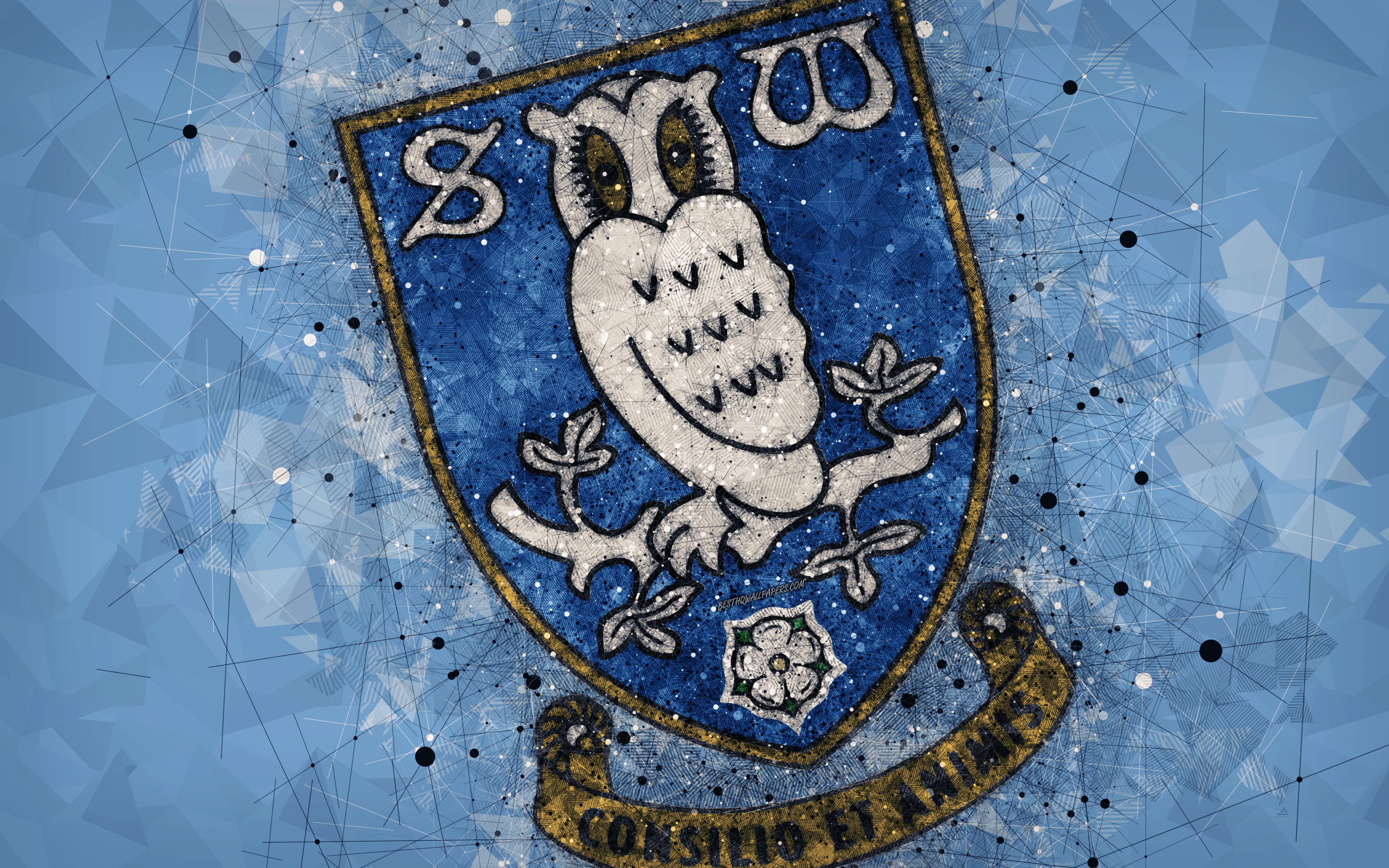 Download wallpaper Sheffield Wednesday FC, 4k, geometric art