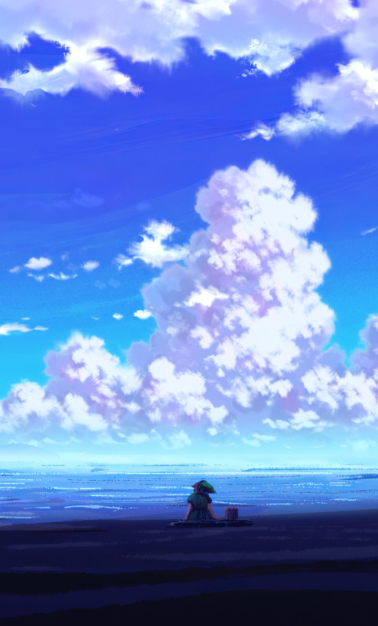 Cherry Blossom Sea Anime Scenery Wallpaper iPhone Phone 4K #1530f