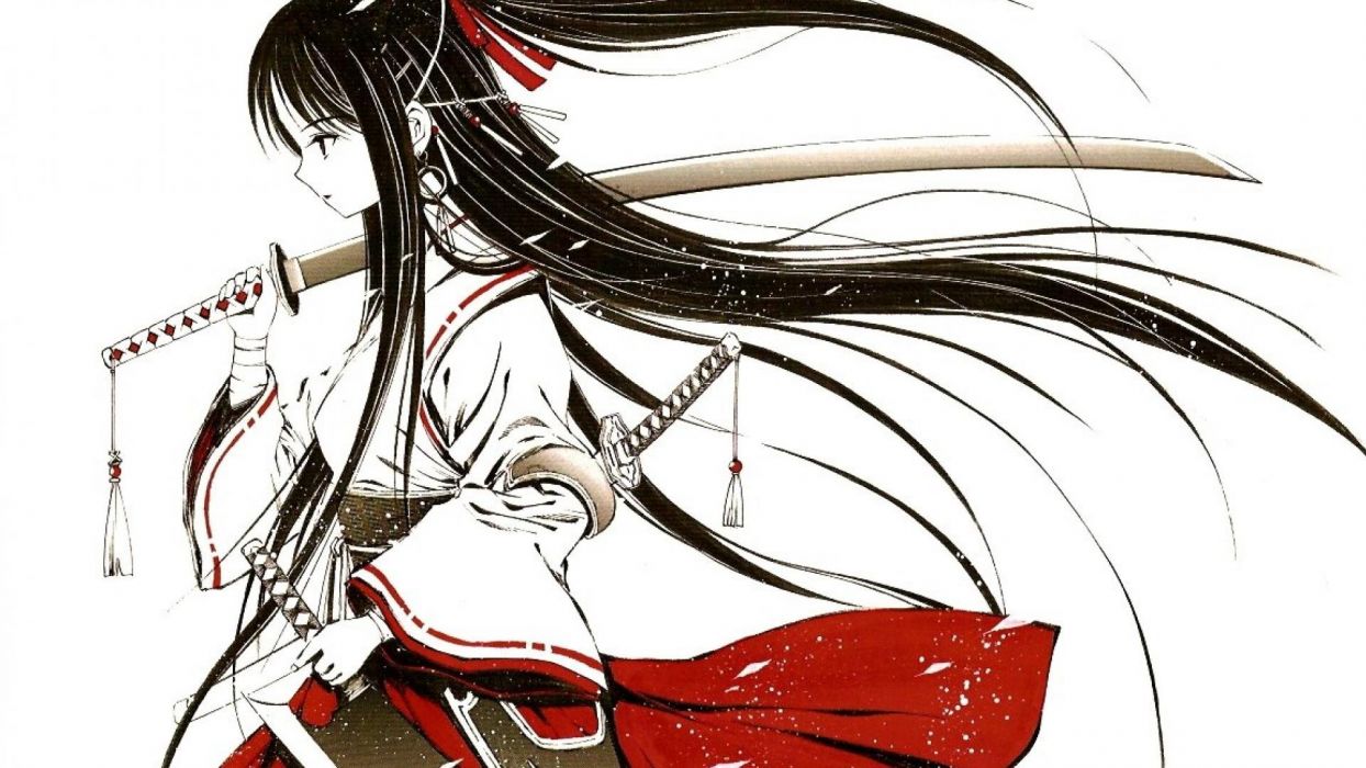 Anime Girl Samurai Female Warrior Swords Katana Wallpaperx1080