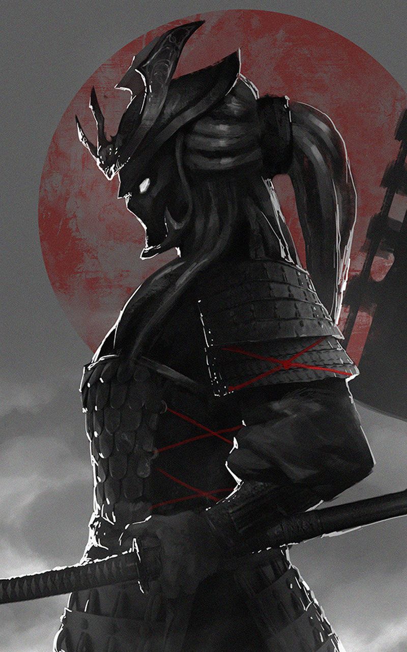 Samurai Warrior Fantasy Art 4K Phone iPhone Wallpaper 1124a