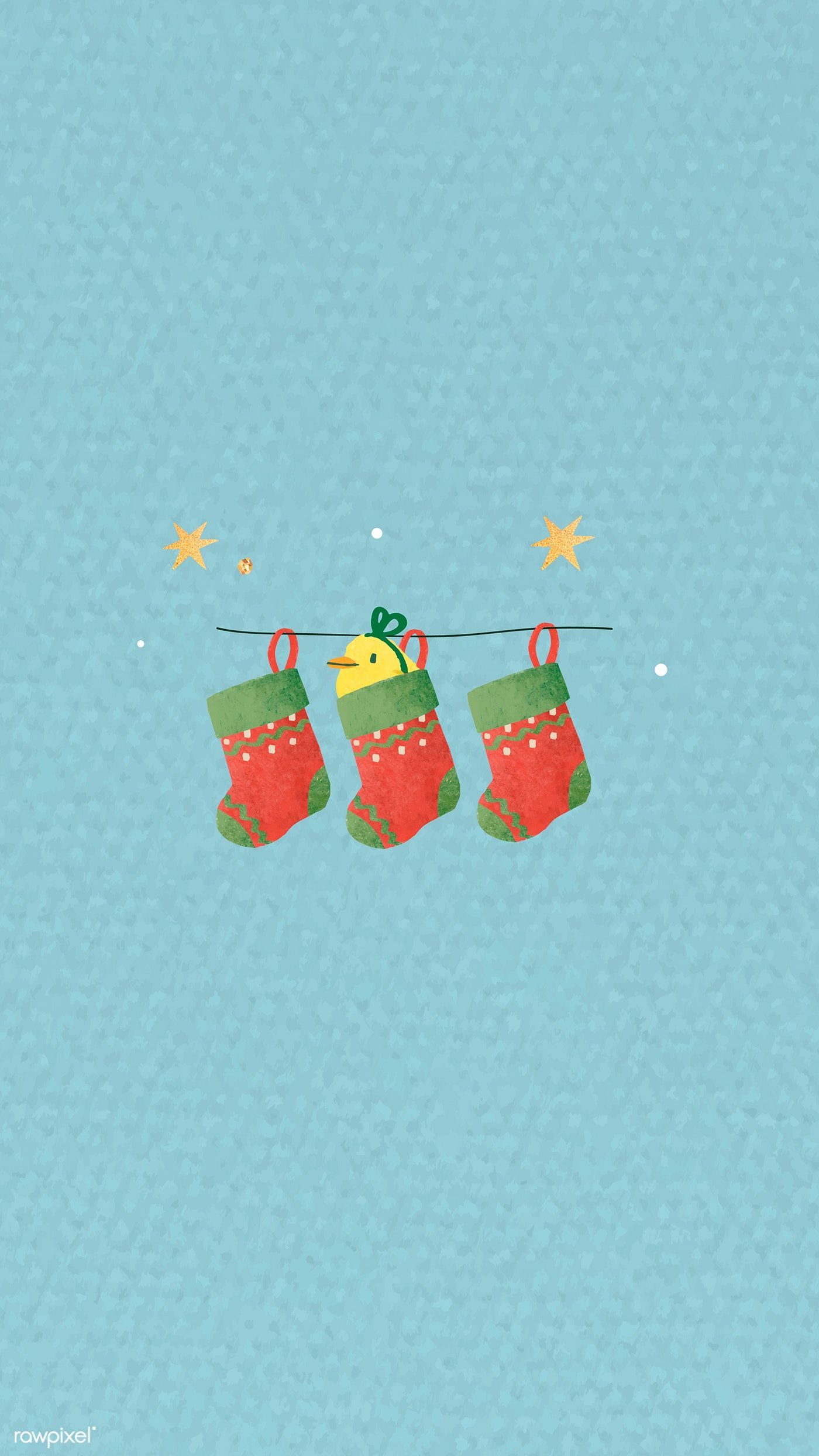 Download premium vector of Christmas stockings on blue mobile phone