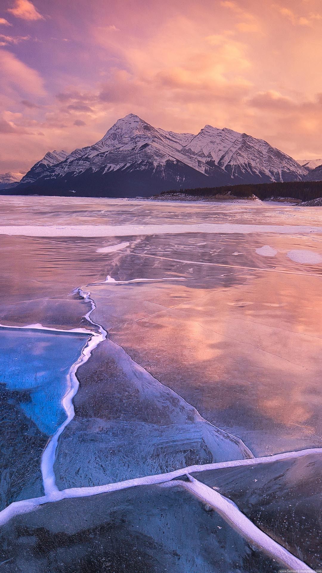 Frozen Lake Sunset Lock Screen 4K HD Android and iPhone Wallpaper