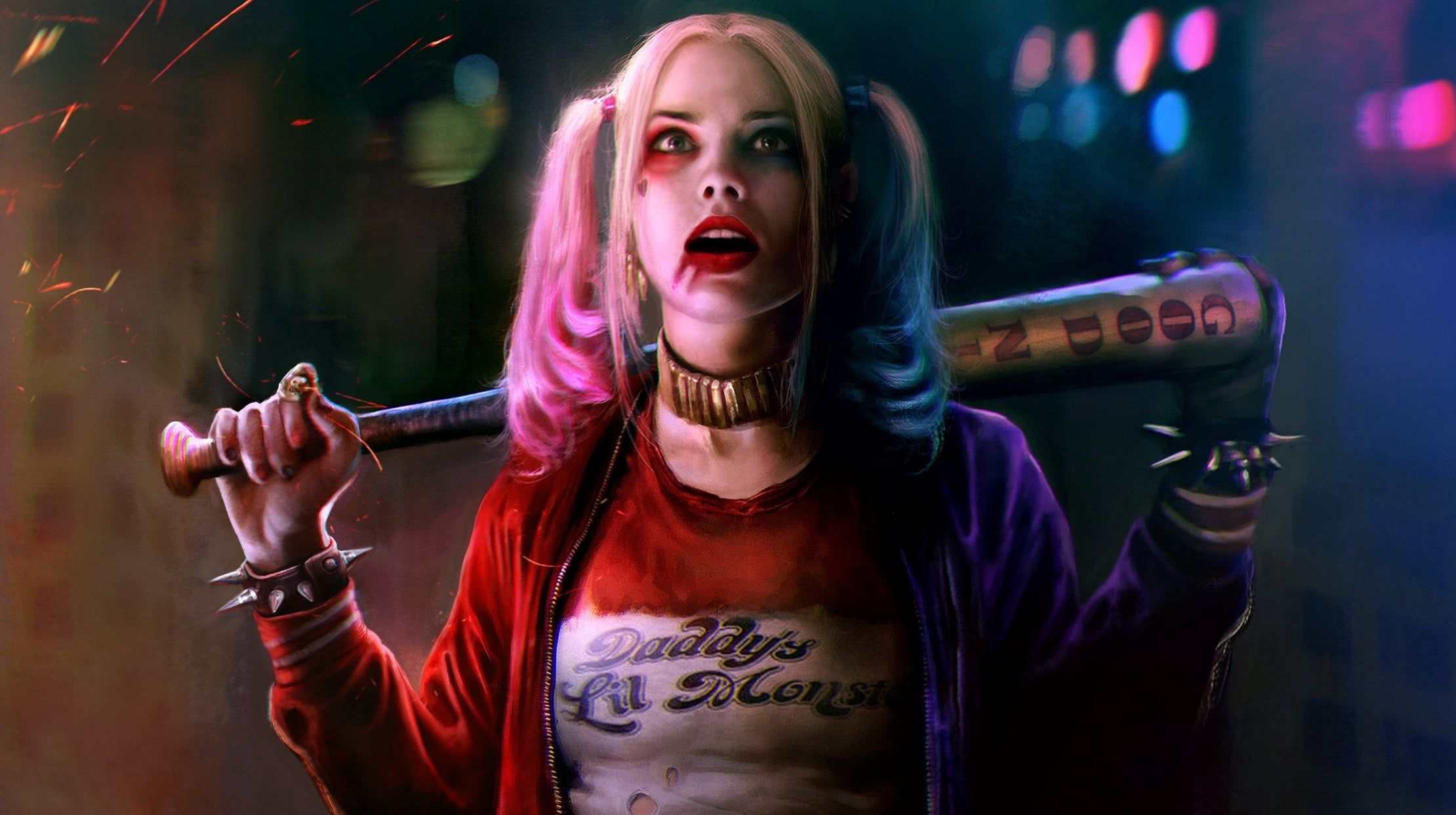 Harley Quinn holding baseball bat HD wallpaper