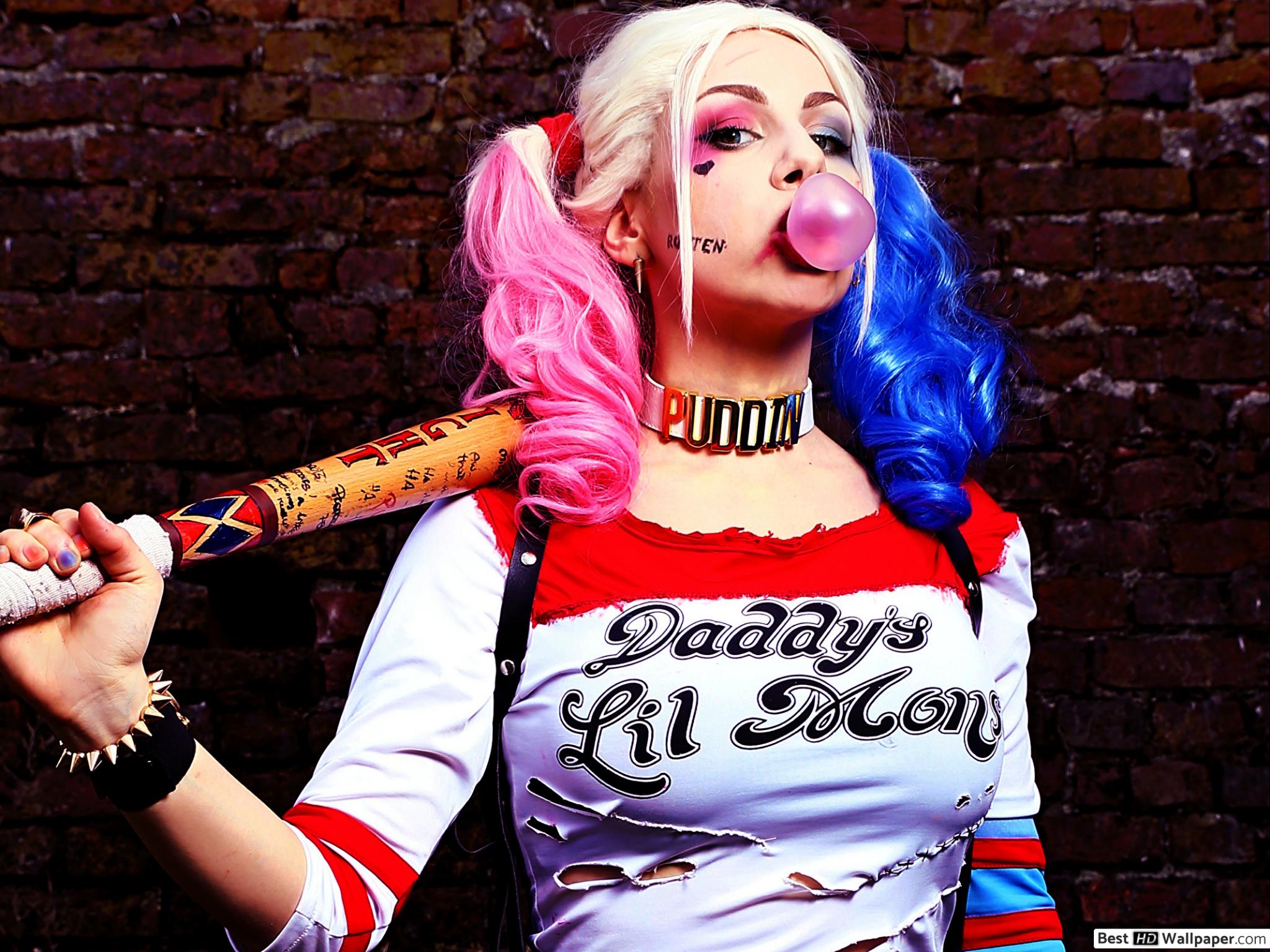 Suicide Squad movie Quinn with baseball bat HD wallpaper