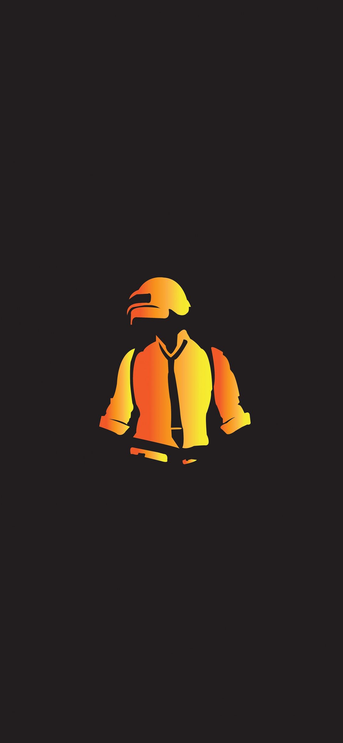 Minimal, PUBG, video game, yellow, helmet guy, art wallpaper