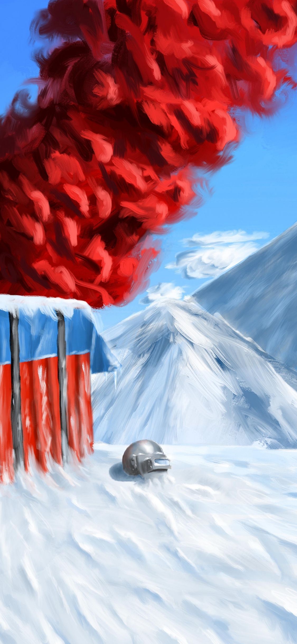 Download 1125x2436 wallpaper pubg, winter, mountains, landscape