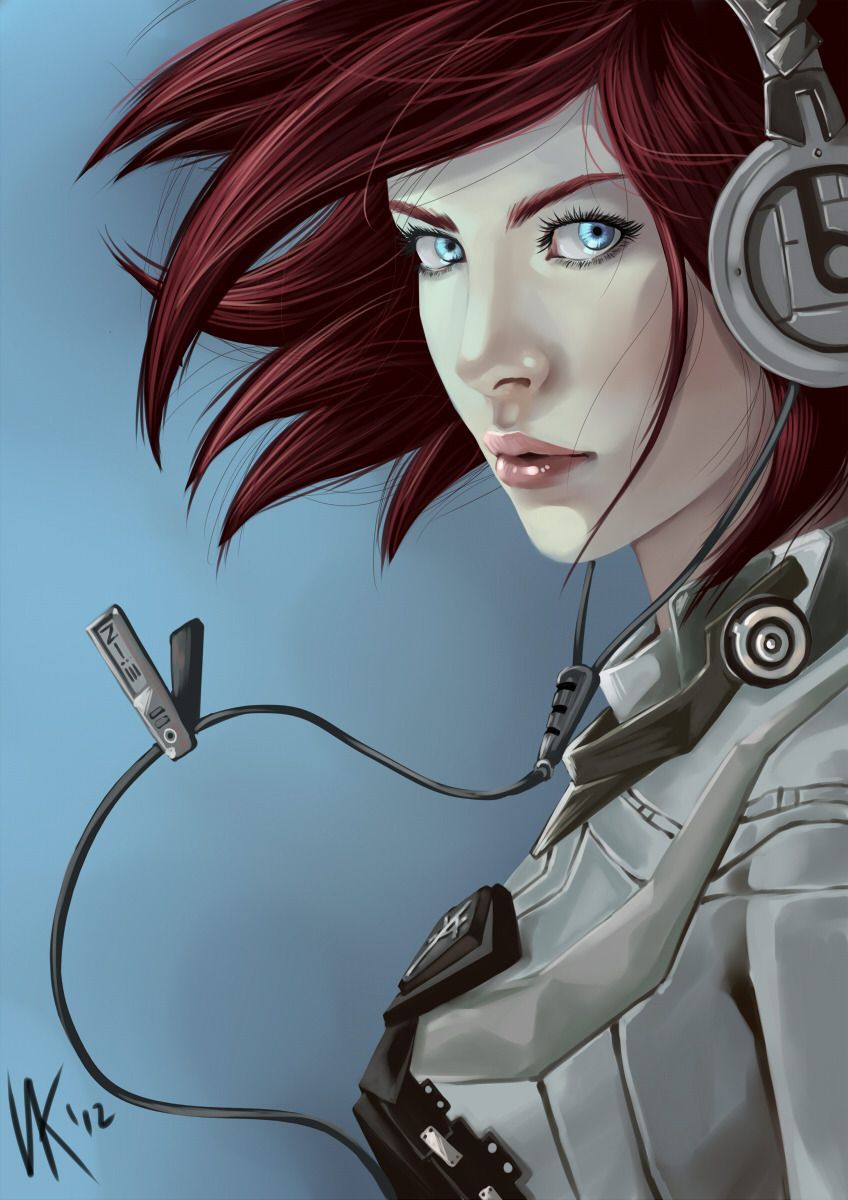 Space Girl Picture 2d, Sci Fi, Girl, Woman, Portrait, Red Head