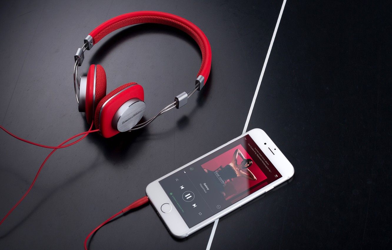 Wallpaper white, style, music, headphones, wire, red, smartphone